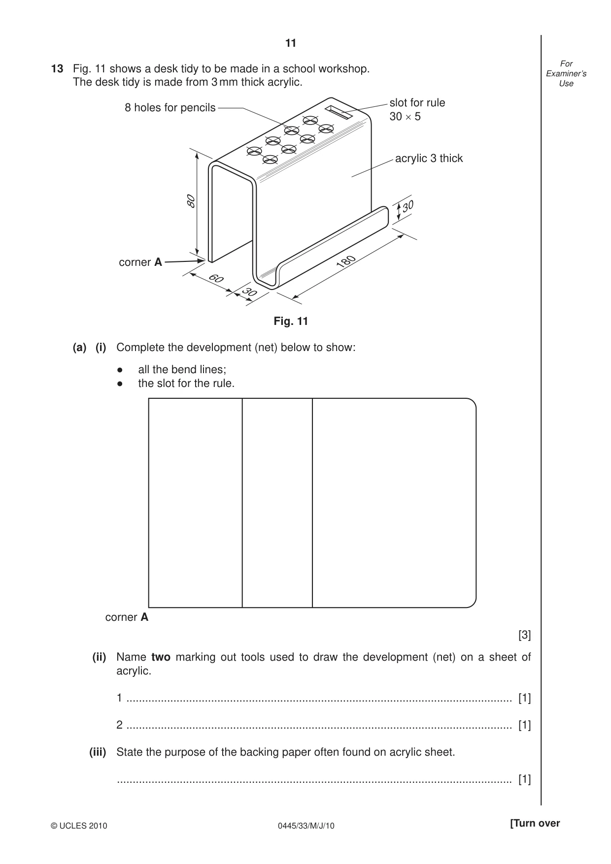 Cambridge IGCSE Design and Technology 0445 2010 May/June Paper 3 · Variant 3 question paper, page 11 of 16