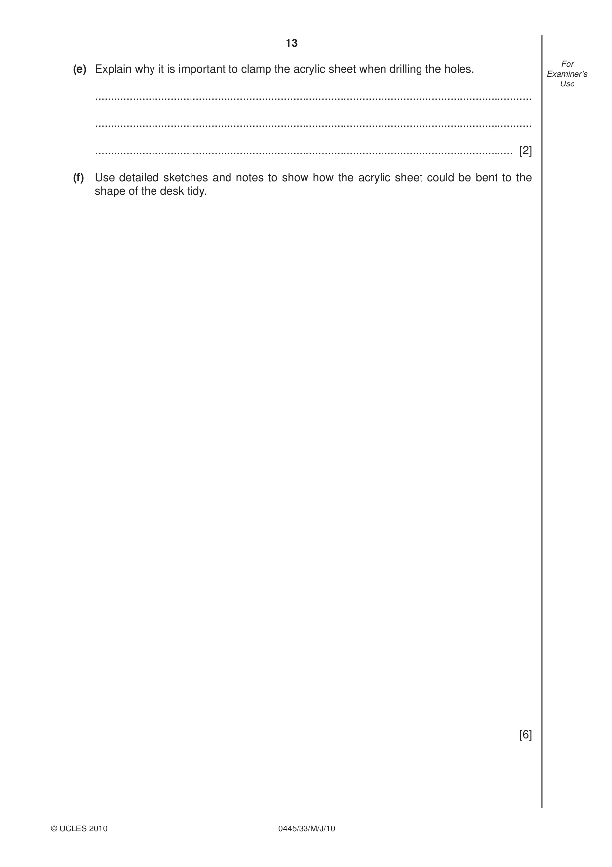 Cambridge IGCSE Design and Technology 0445 2010 May/June Paper 3 · Variant 3 question paper, page 13 of 16
