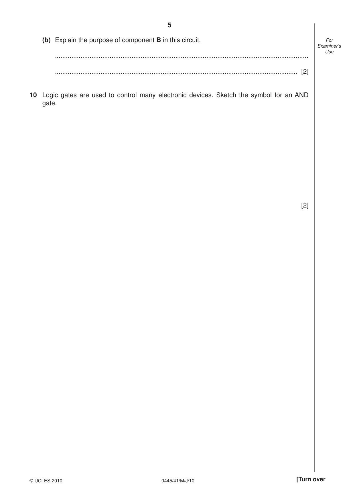 Cambridge IGCSE Design and Technology 0445 2010 May/June Paper 4 · Variant 1 question paper, page 5 of 16