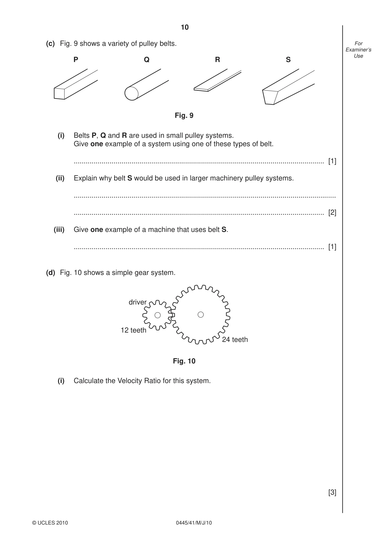 Cambridge IGCSE Design and Technology 0445 2010 May/June Paper 4 · Variant 1 question paper, page 10 of 16