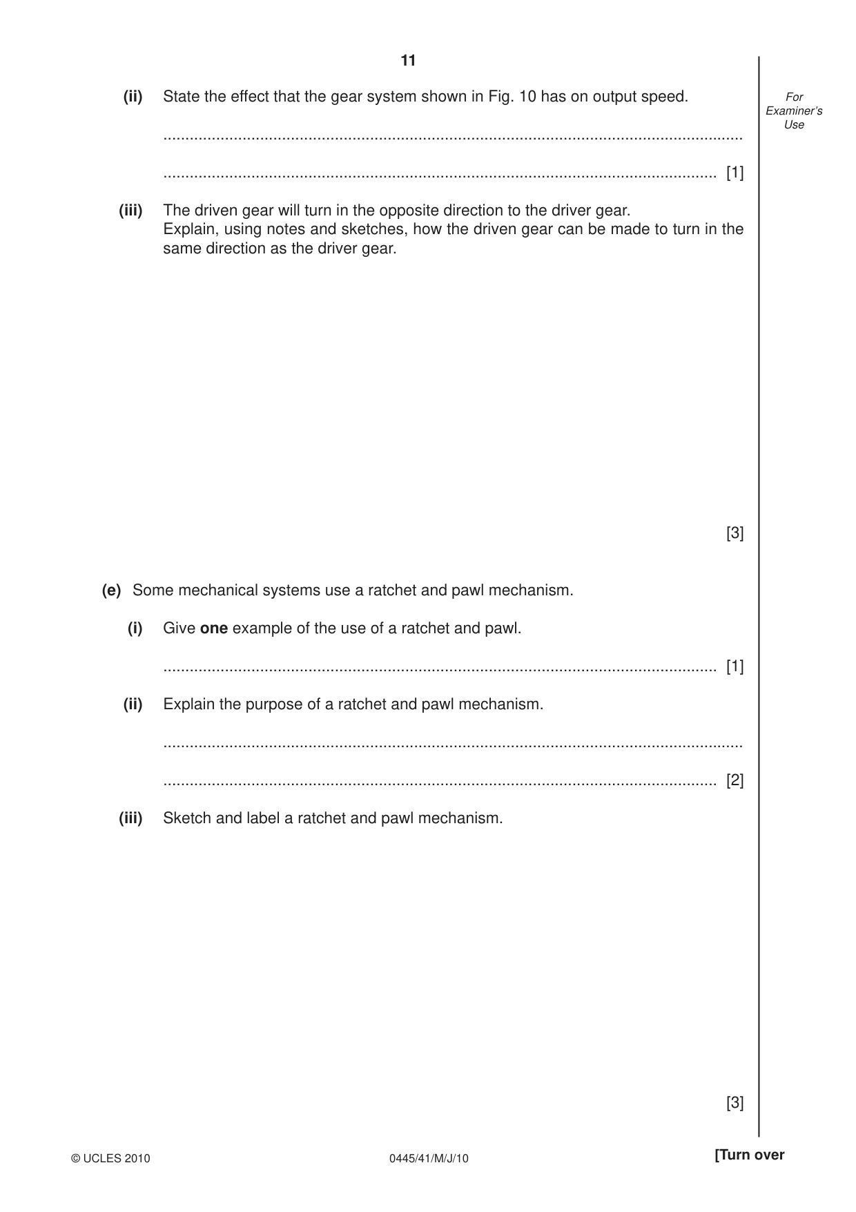 Cambridge IGCSE Design and Technology 0445 2010 May/June Paper 4 · Variant 1 question paper, page 11 of 16