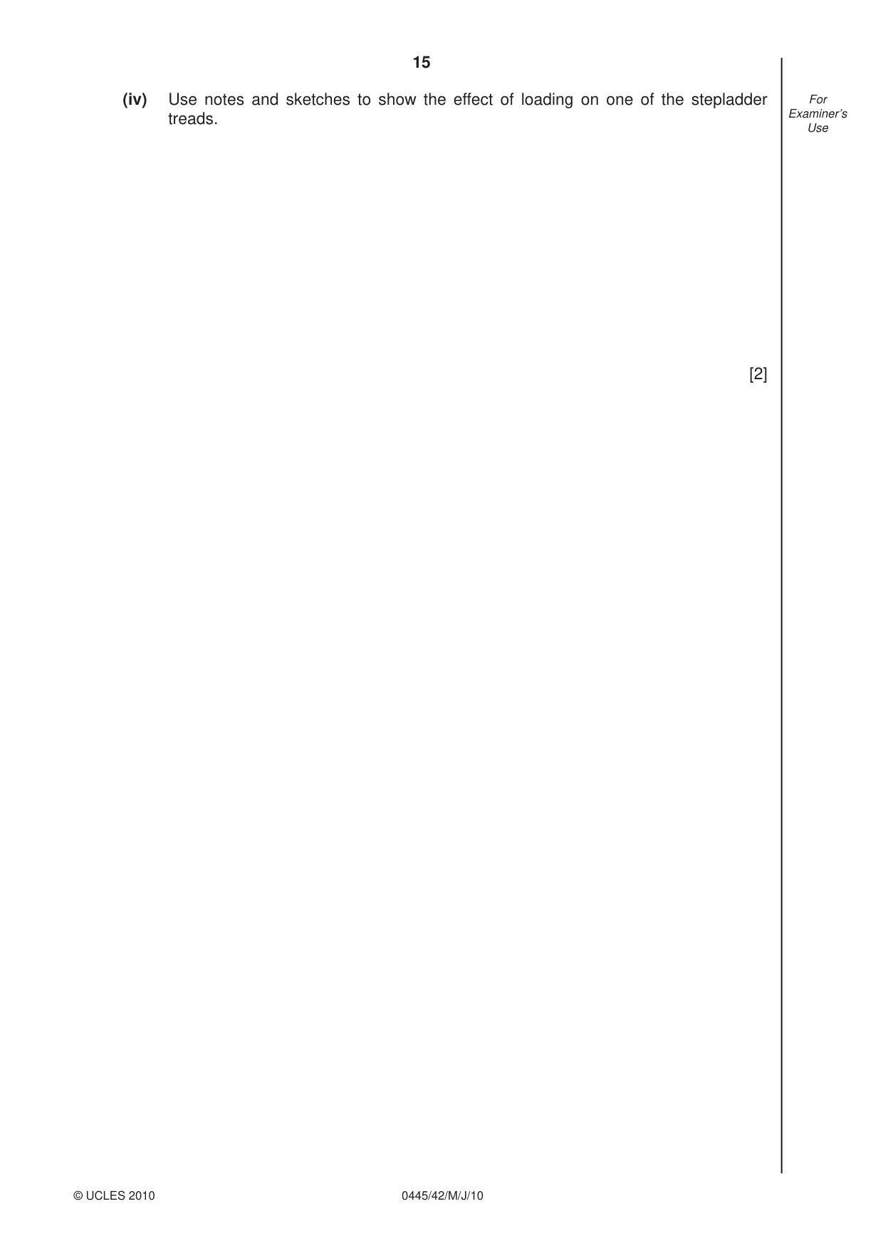 Cambridge IGCSE Design and Technology 0445 2010 May/June Paper 4 · Variant 2 question paper, page 15 of 16