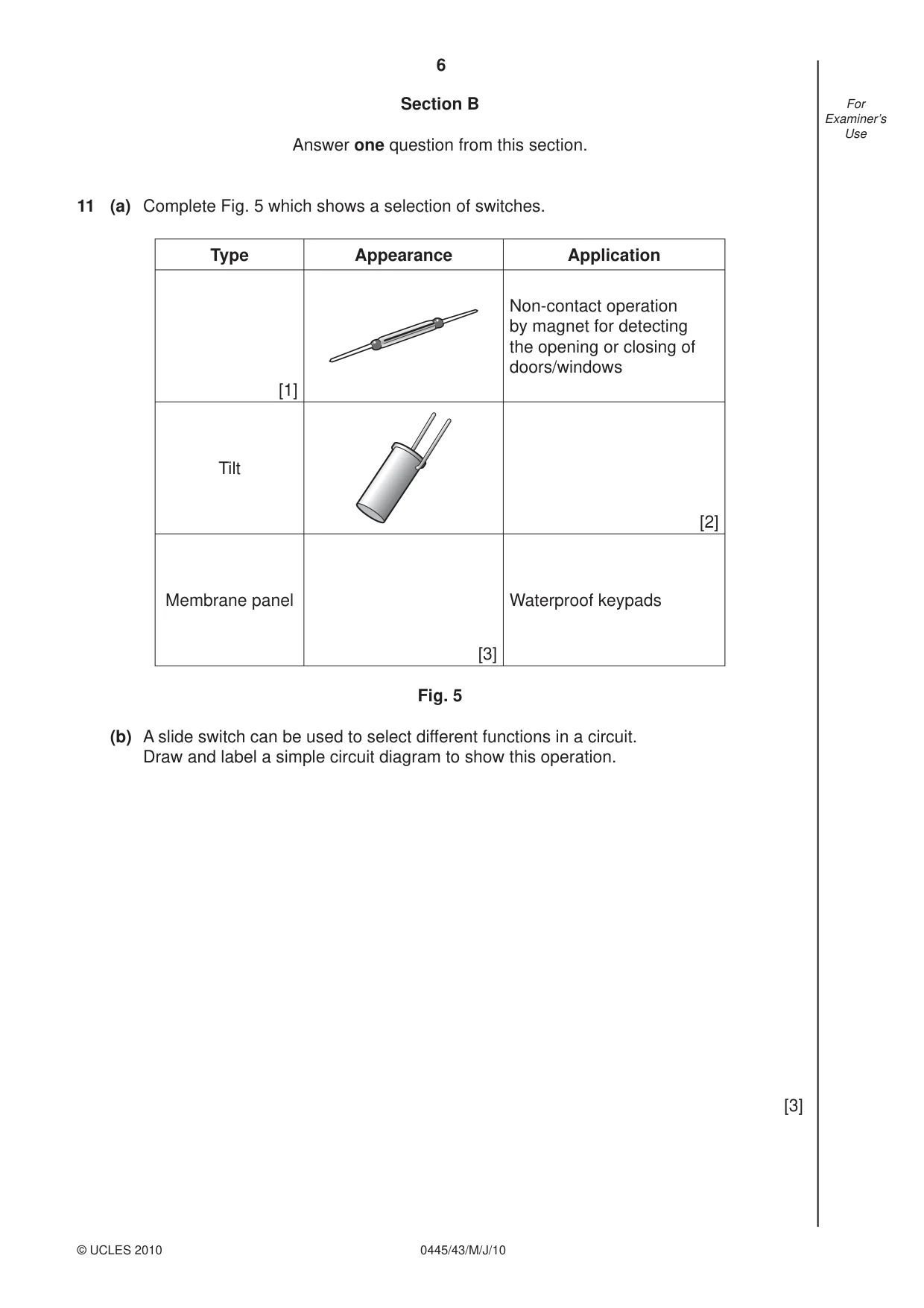 Cambridge IGCSE Design and Technology 0445 2010 May/June Paper 4 · Variant 3 question paper, page 6 of 16