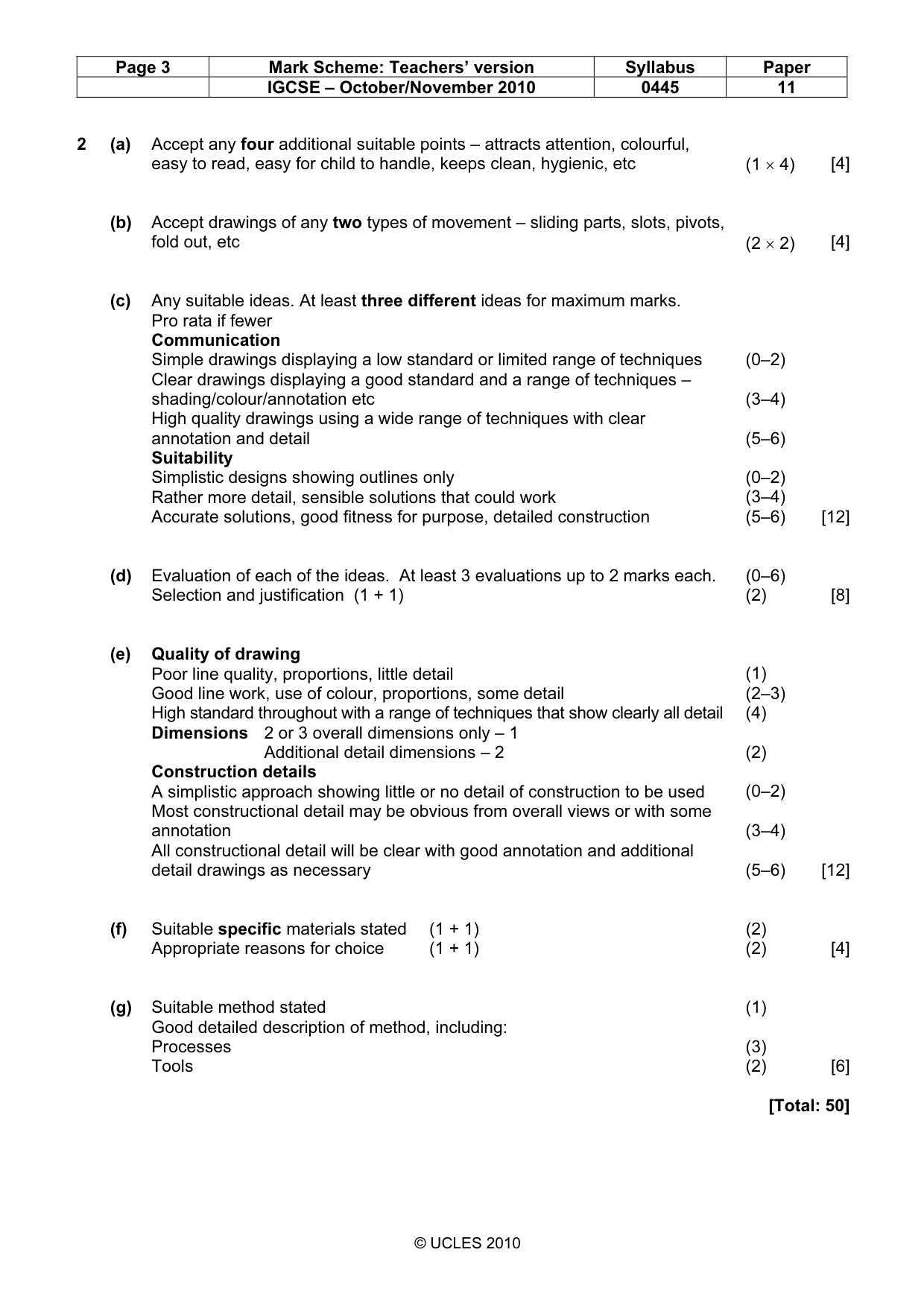 Mark scheme, page 3 of 4