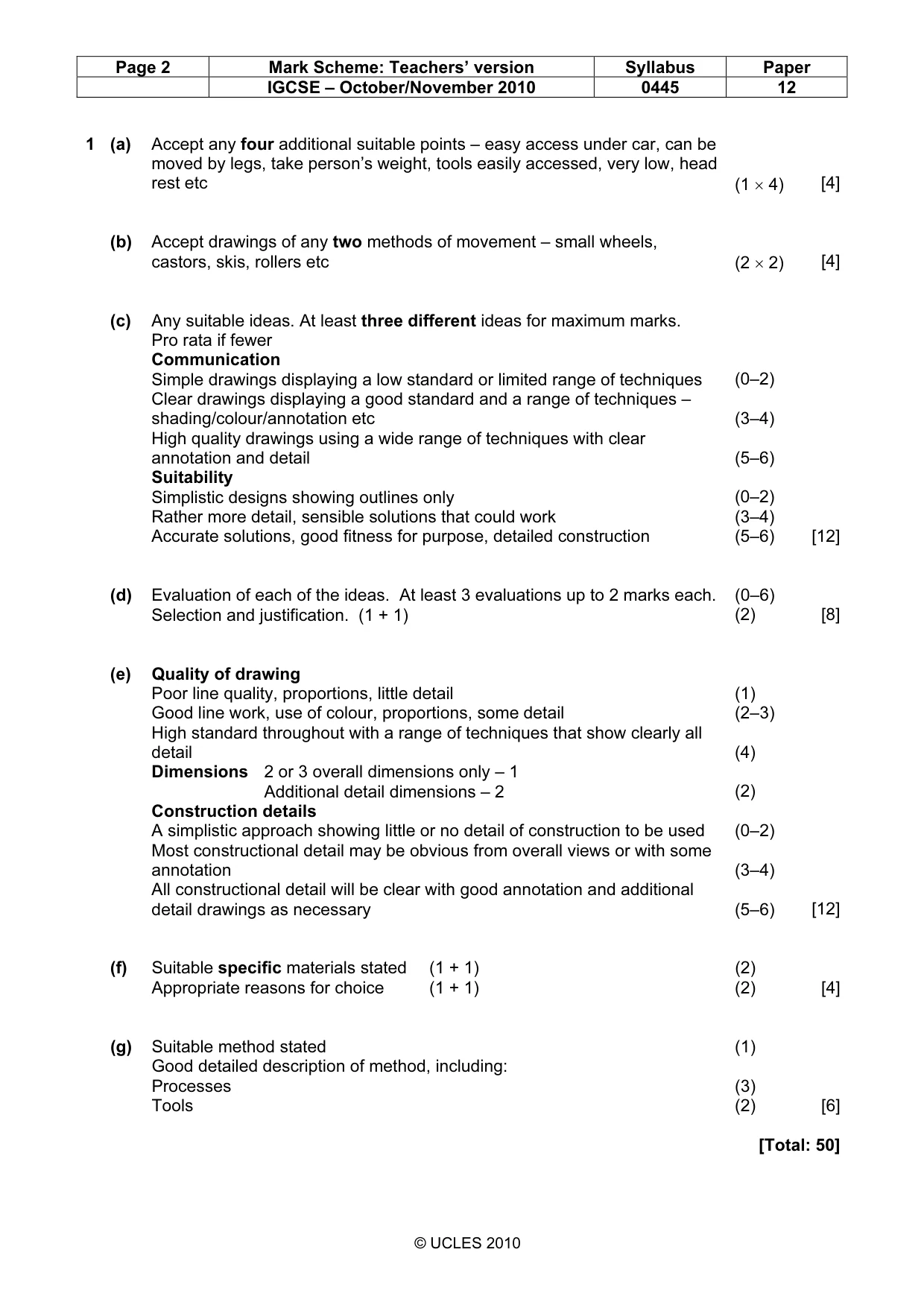 Mark scheme, page 2 of 4