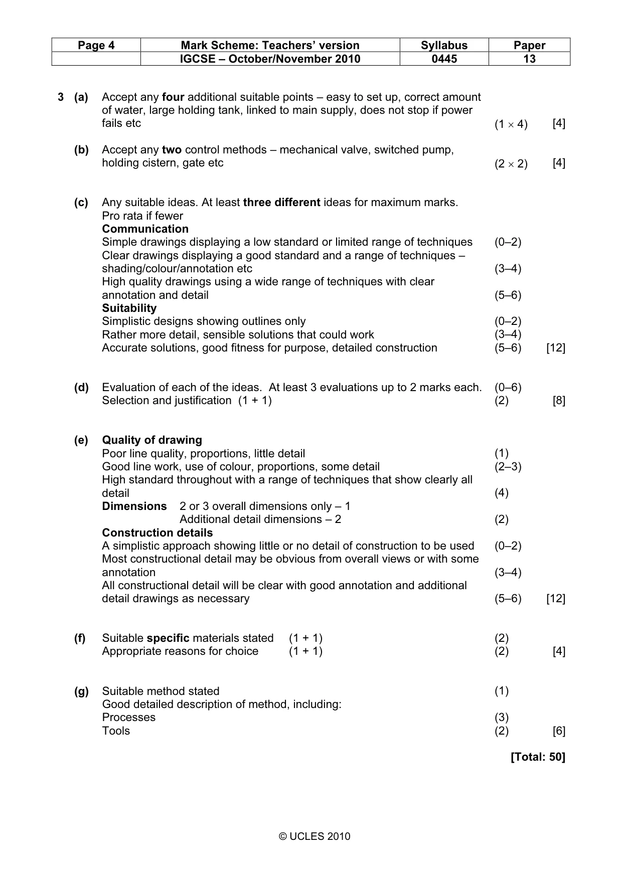 Mark scheme, page 4 of 4