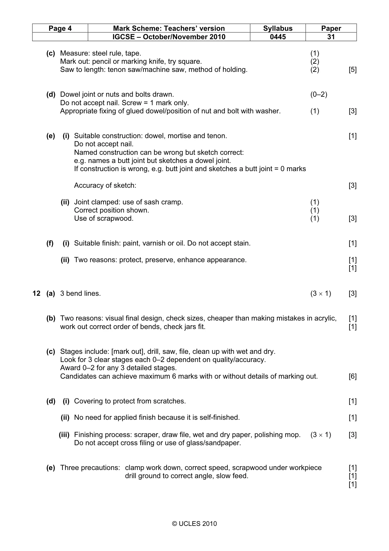 Mark scheme, page 4 of 5
