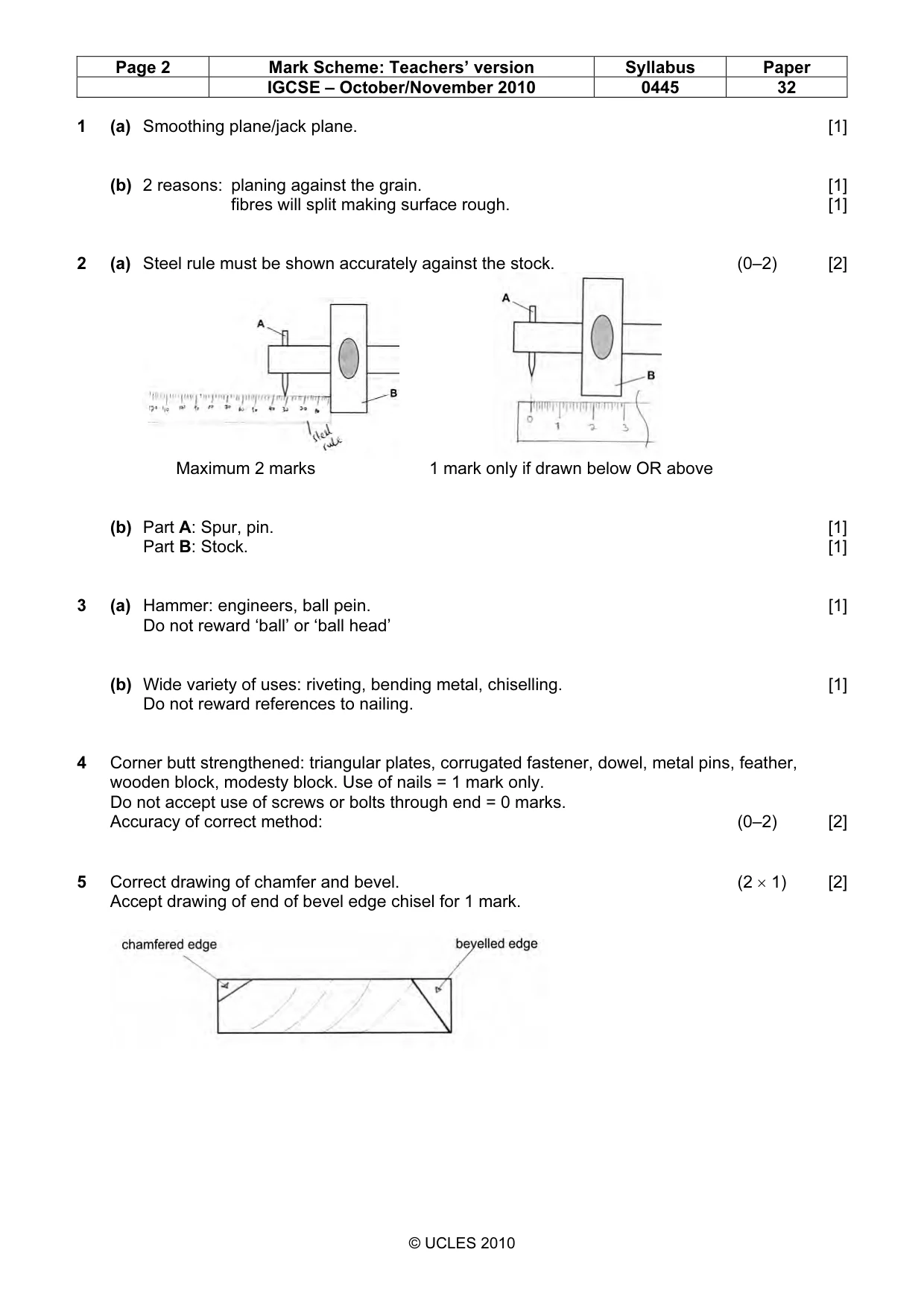 Mark scheme, page 2 of 5