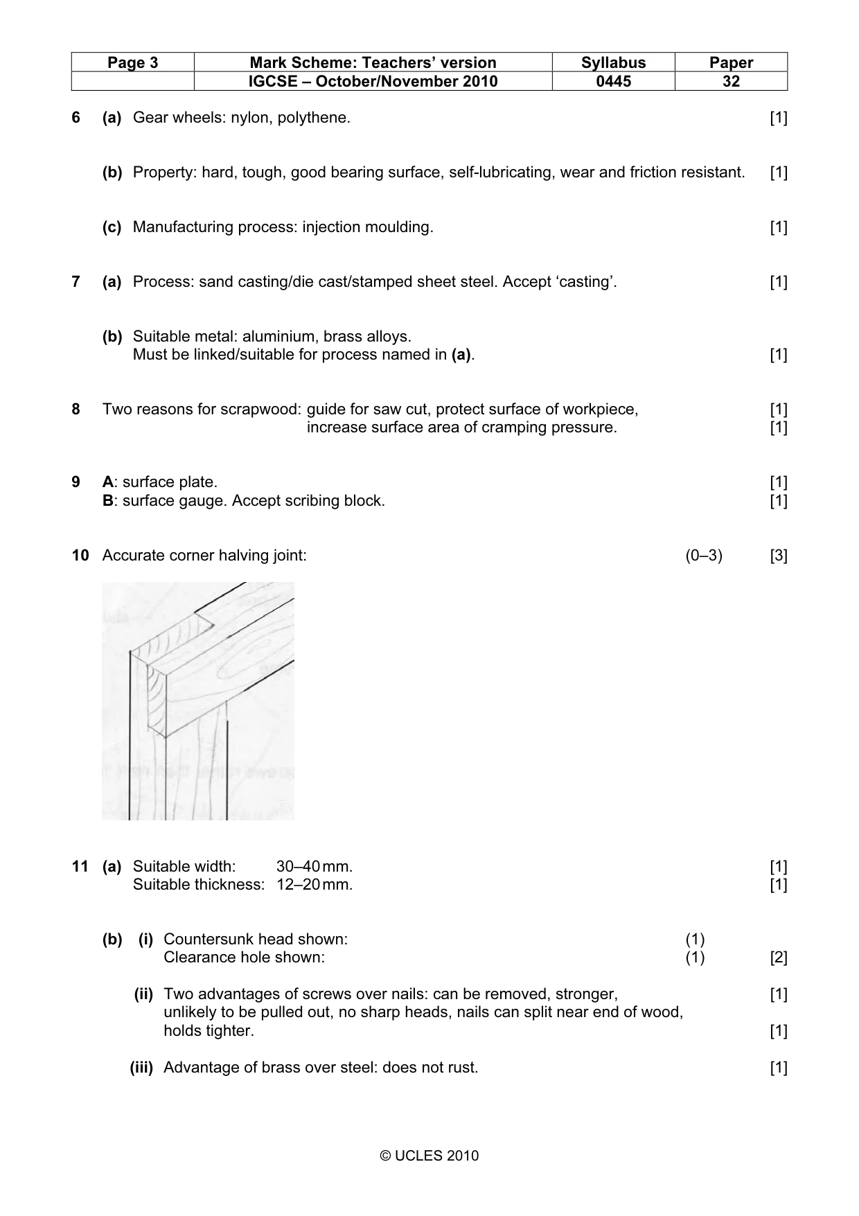 Mark scheme, page 3 of 5
