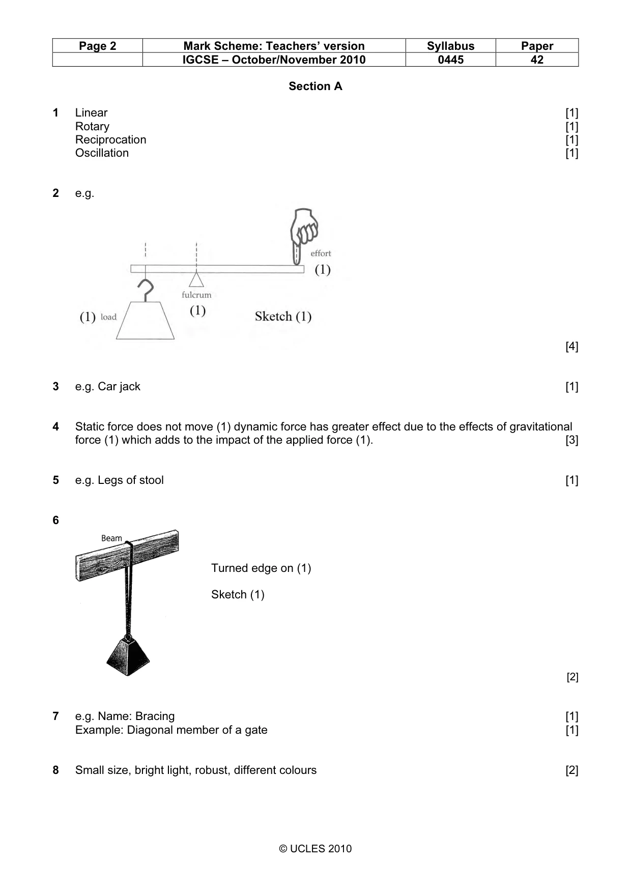 Mark scheme, page 2 of 6