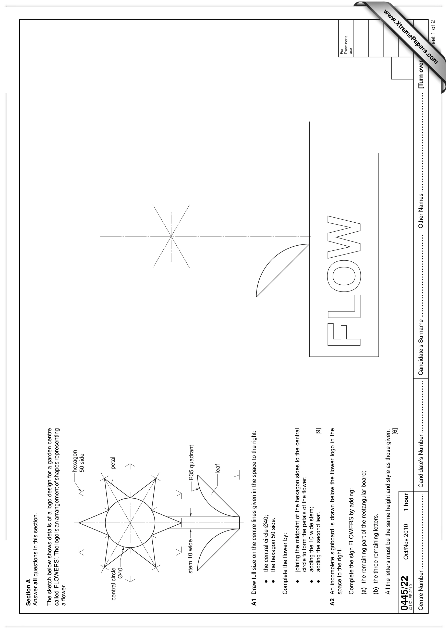 Cambridge IGCSE Design and Technology 0445 2010 Oct/Nov Paper 2 · Variant 2 question paper, page 1 of 4