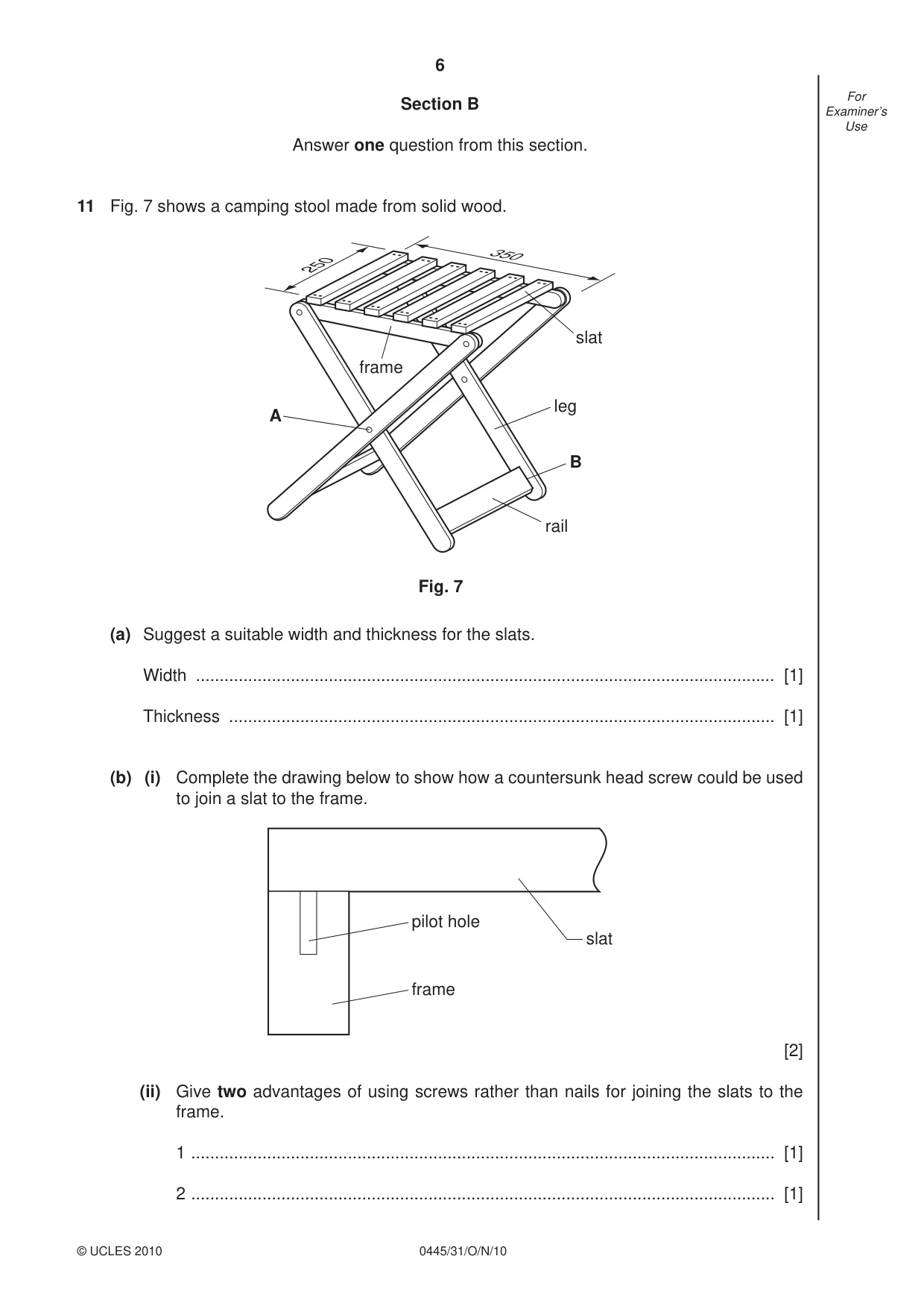 Cambridge IGCSE Design and Technology 0445 2010 Oct/Nov Paper 3 · Variant 1 question paper, page 6 of 16