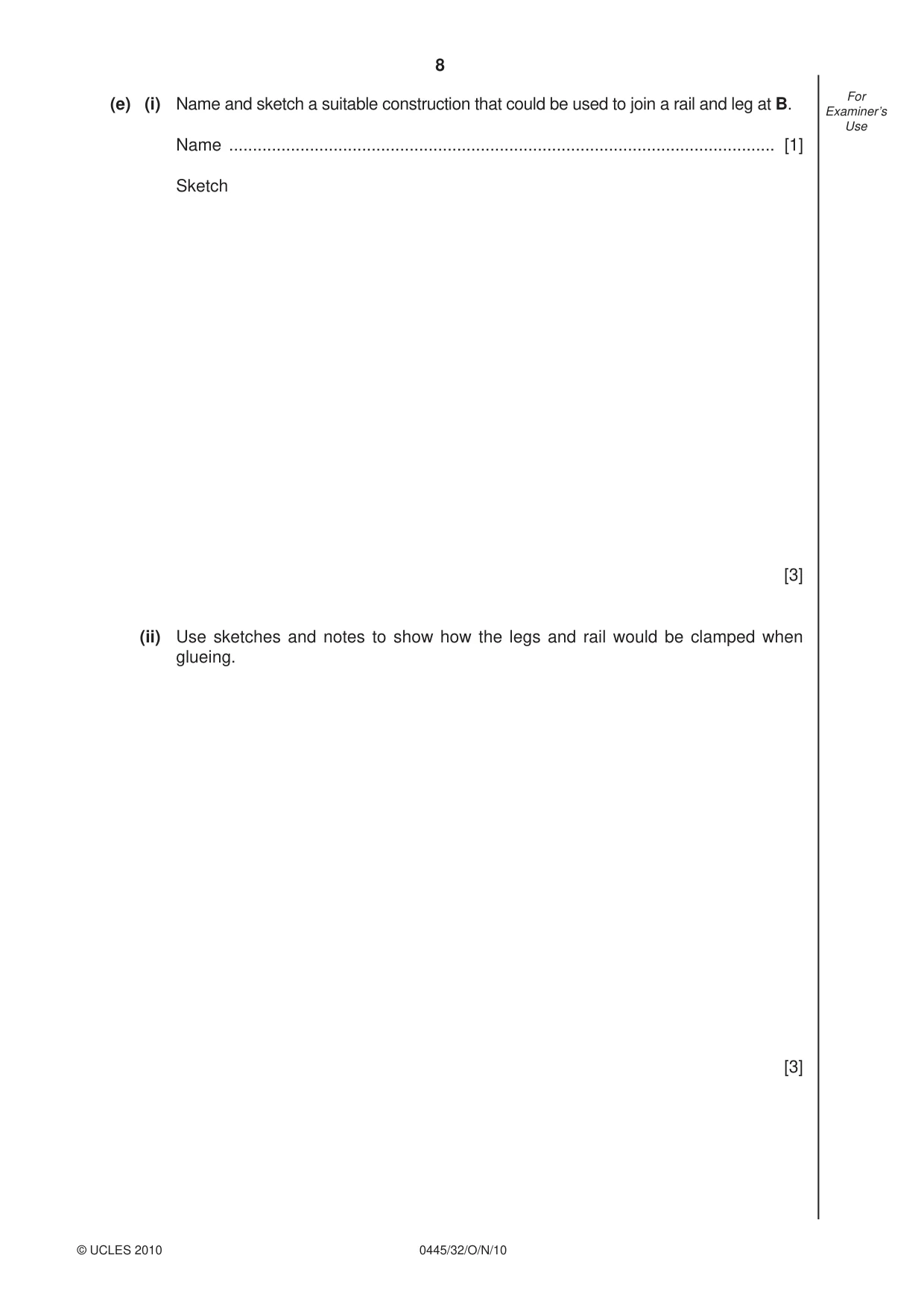 Cambridge IGCSE Design and Technology 0445 2010 Oct/Nov Paper 3 · Variant 2 question paper, page 8 of 16
