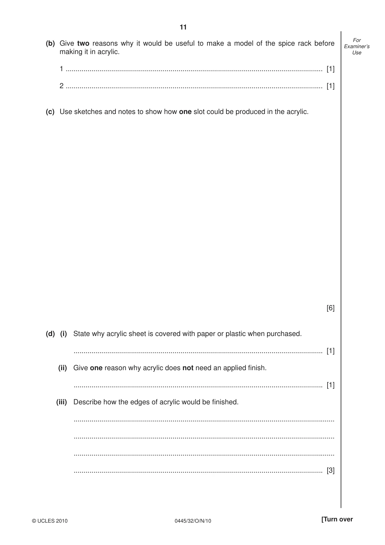Cambridge IGCSE Design and Technology 0445 2010 Oct/Nov Paper 3 · Variant 2 question paper, page 11 of 16