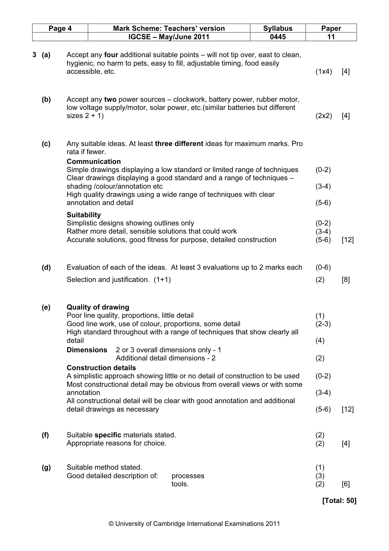 Mark scheme, page 4 of 4