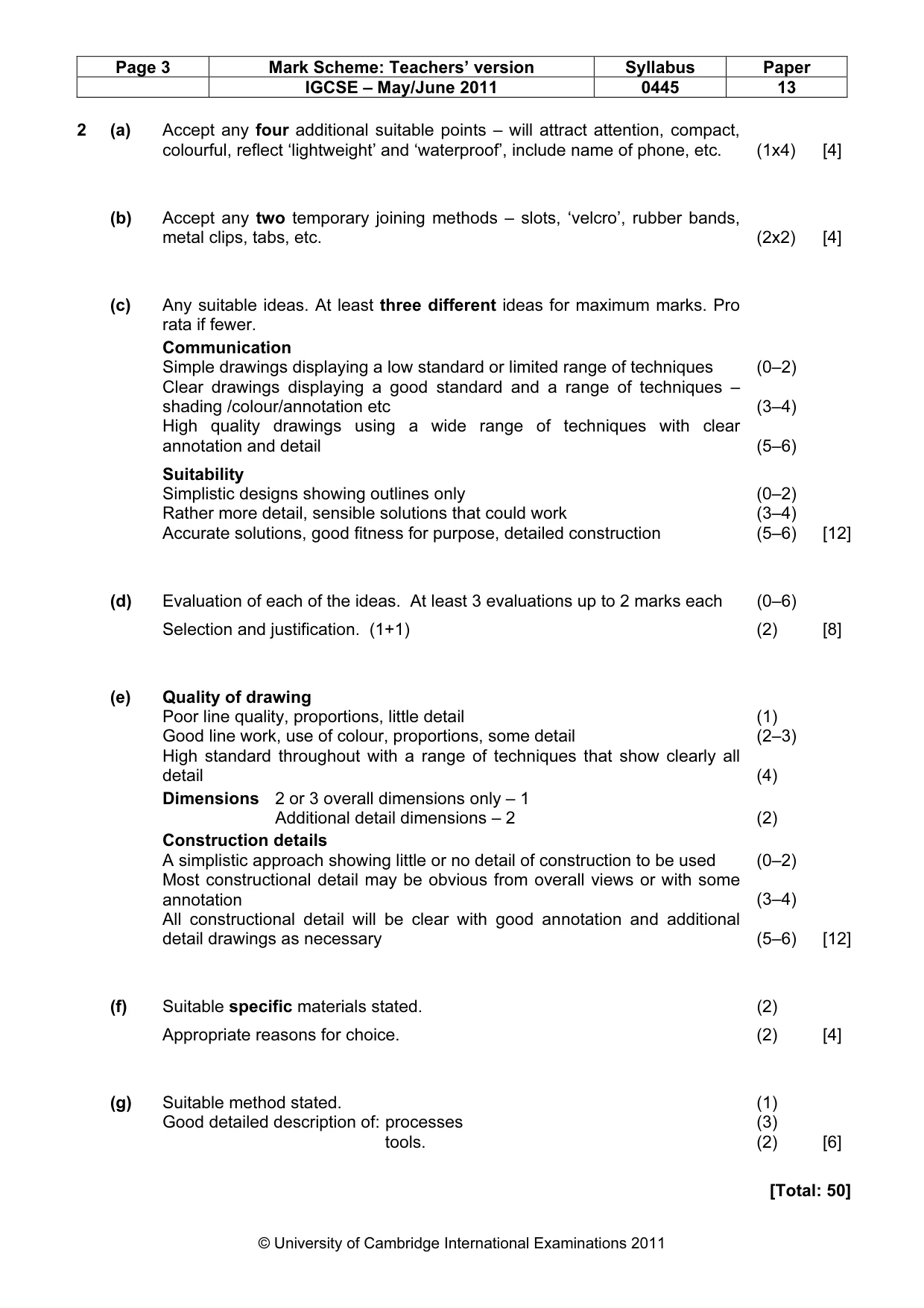 Mark scheme, page 3 of 4