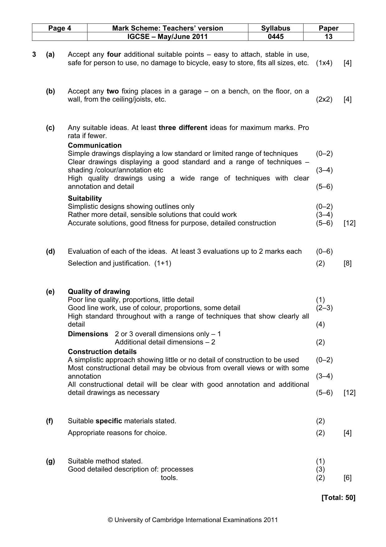 Mark scheme, page 4 of 4