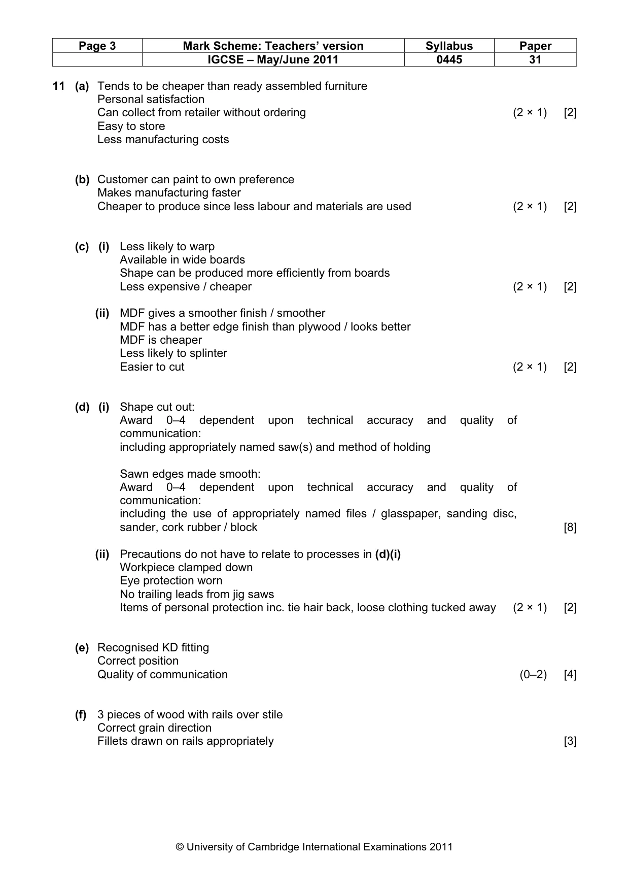 Mark scheme, page 3 of 5