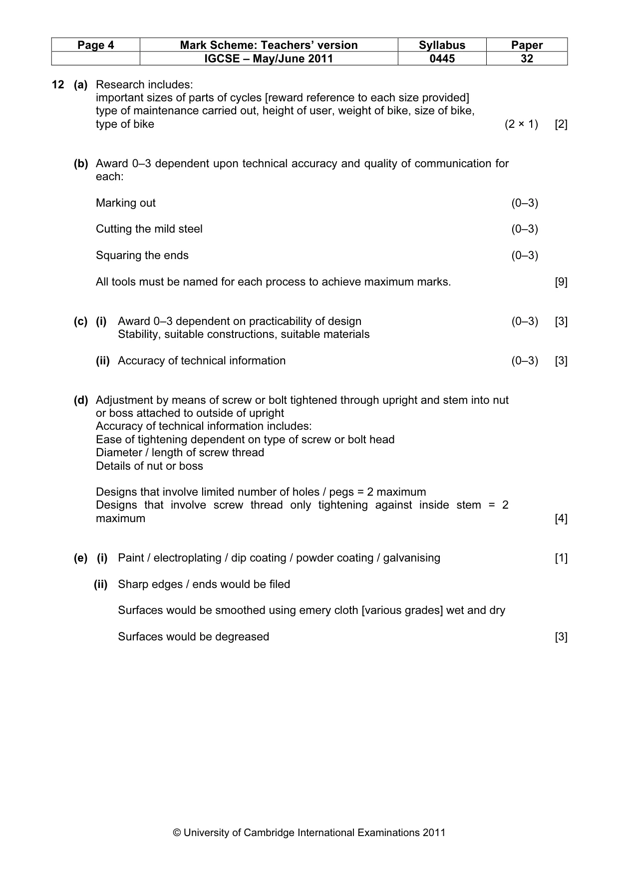 Mark scheme, page 4 of 5