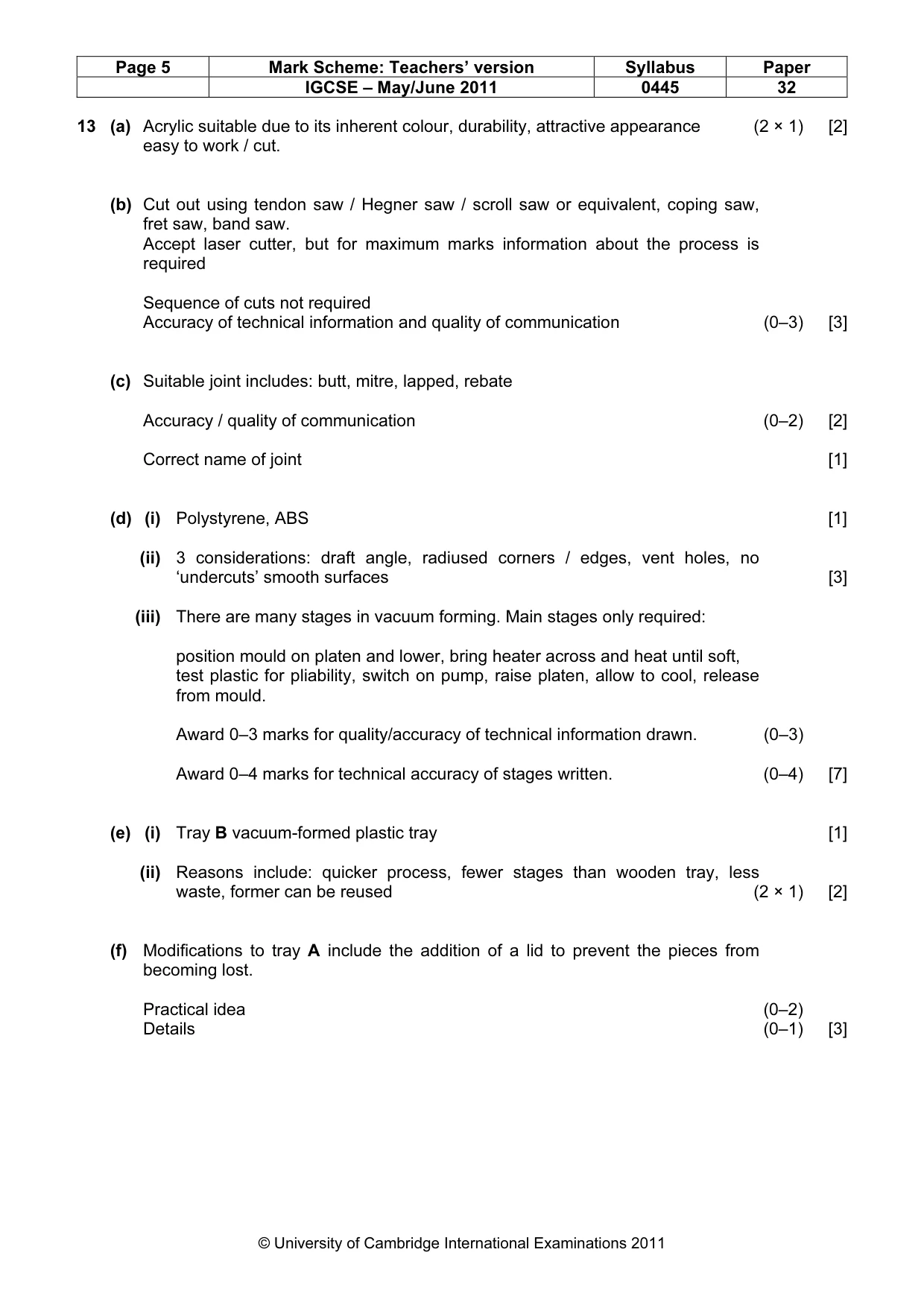 Mark scheme, page 5 of 5