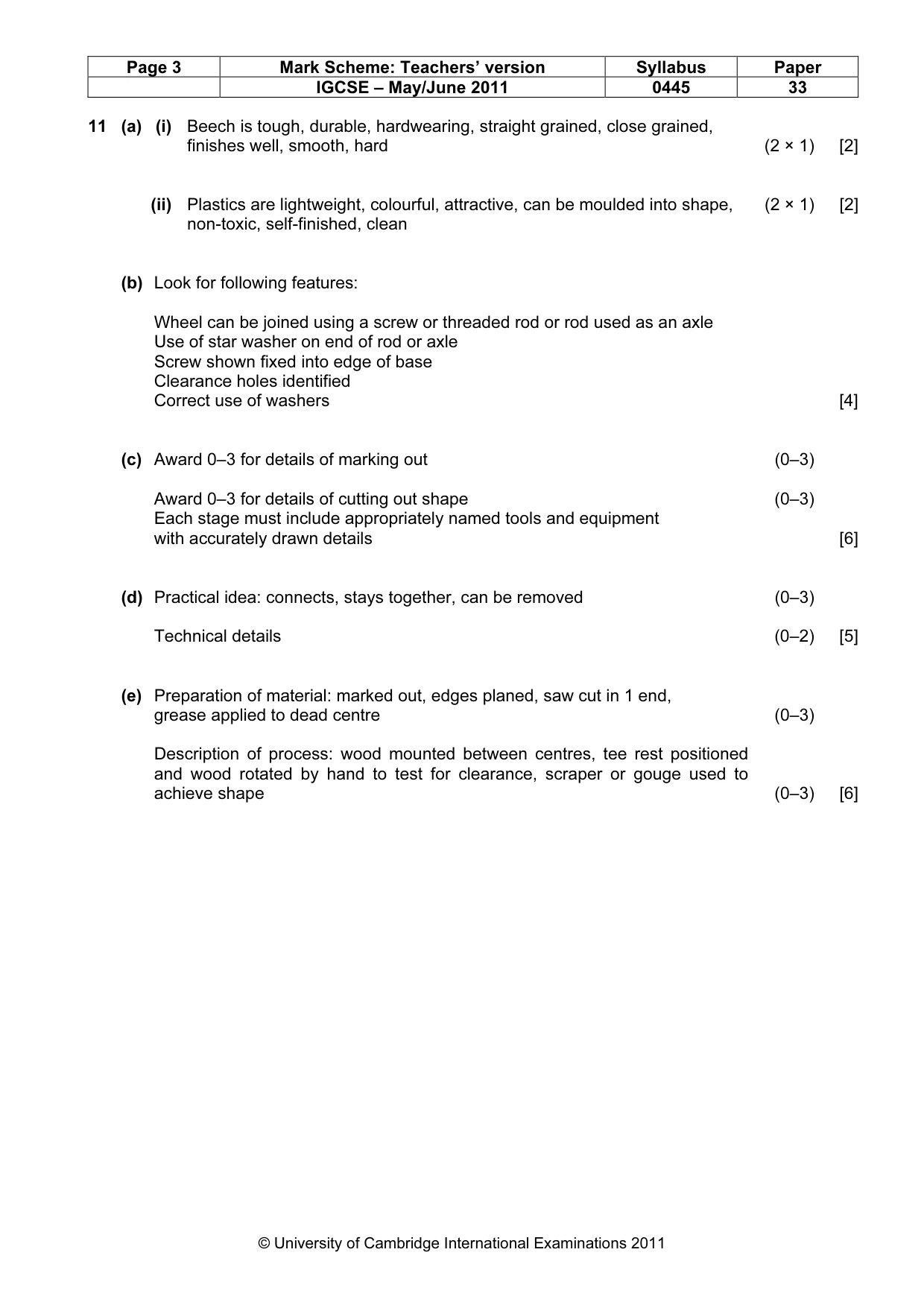 Mark scheme, page 3 of 5