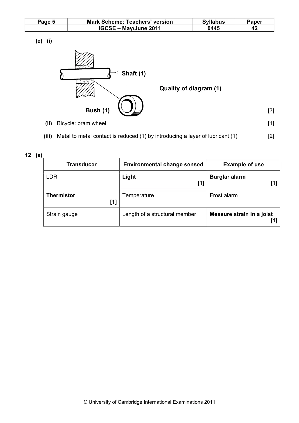 Mark scheme, page 5 of 9