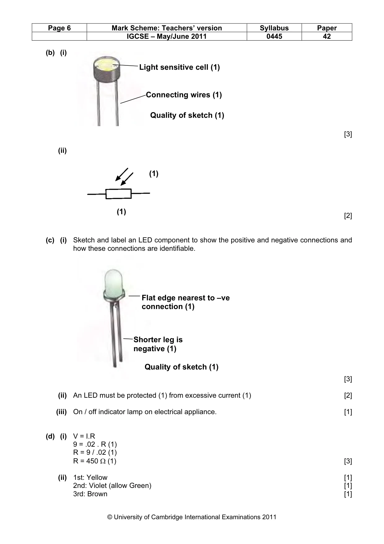 Mark scheme, page 6 of 9
