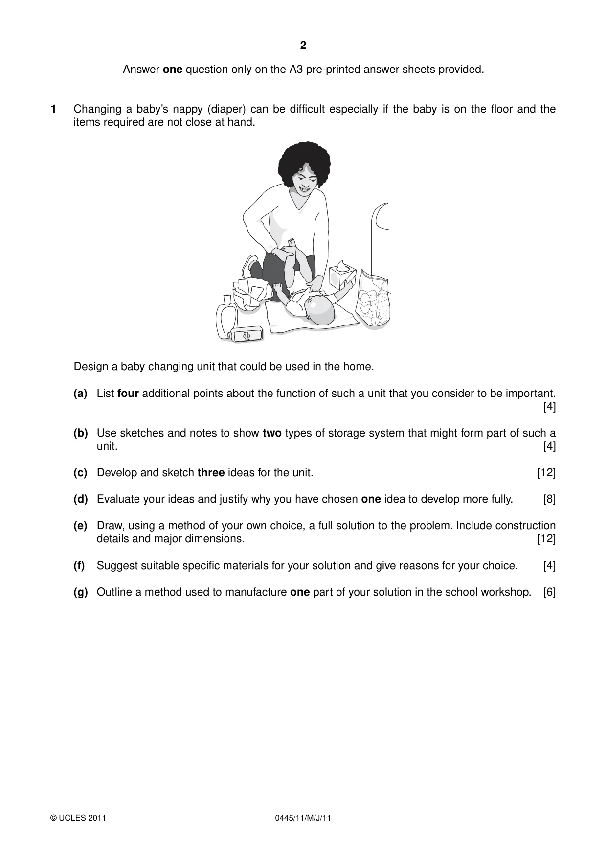 Cambridge IGCSE Design and Technology 0445 2011 May/June Paper 1 · Variant 1 question paper, page 2 of 4
