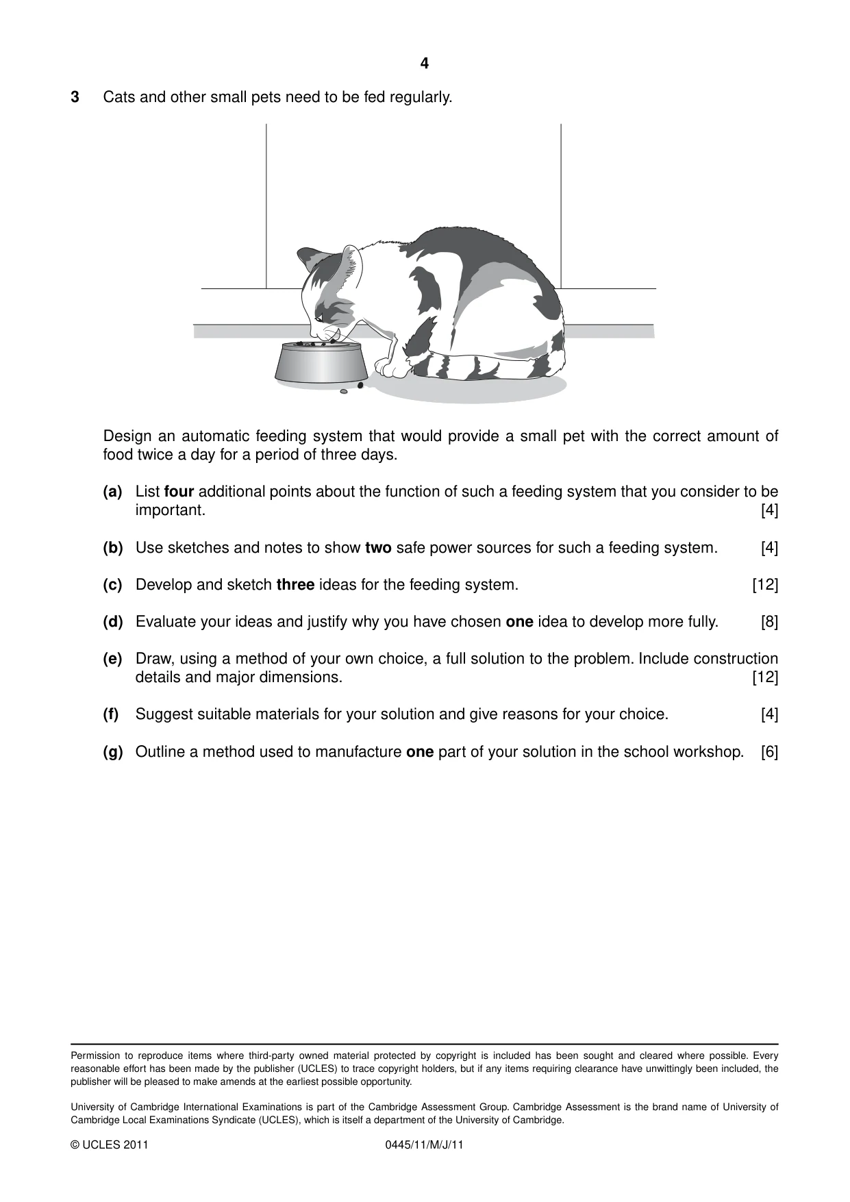 Cambridge IGCSE Design and Technology 0445 2011 May/June Paper 1 · Variant 1 question paper, page 4 of 4