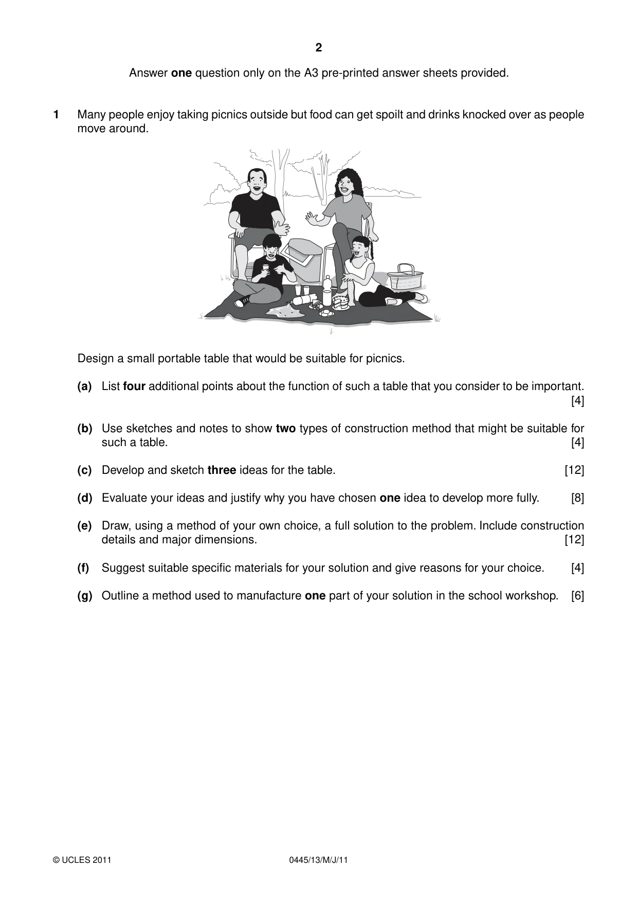 Cambridge IGCSE Design and Technology 0445 2011 May/June Paper 1 · Variant 3 question paper, page 2 of 4
