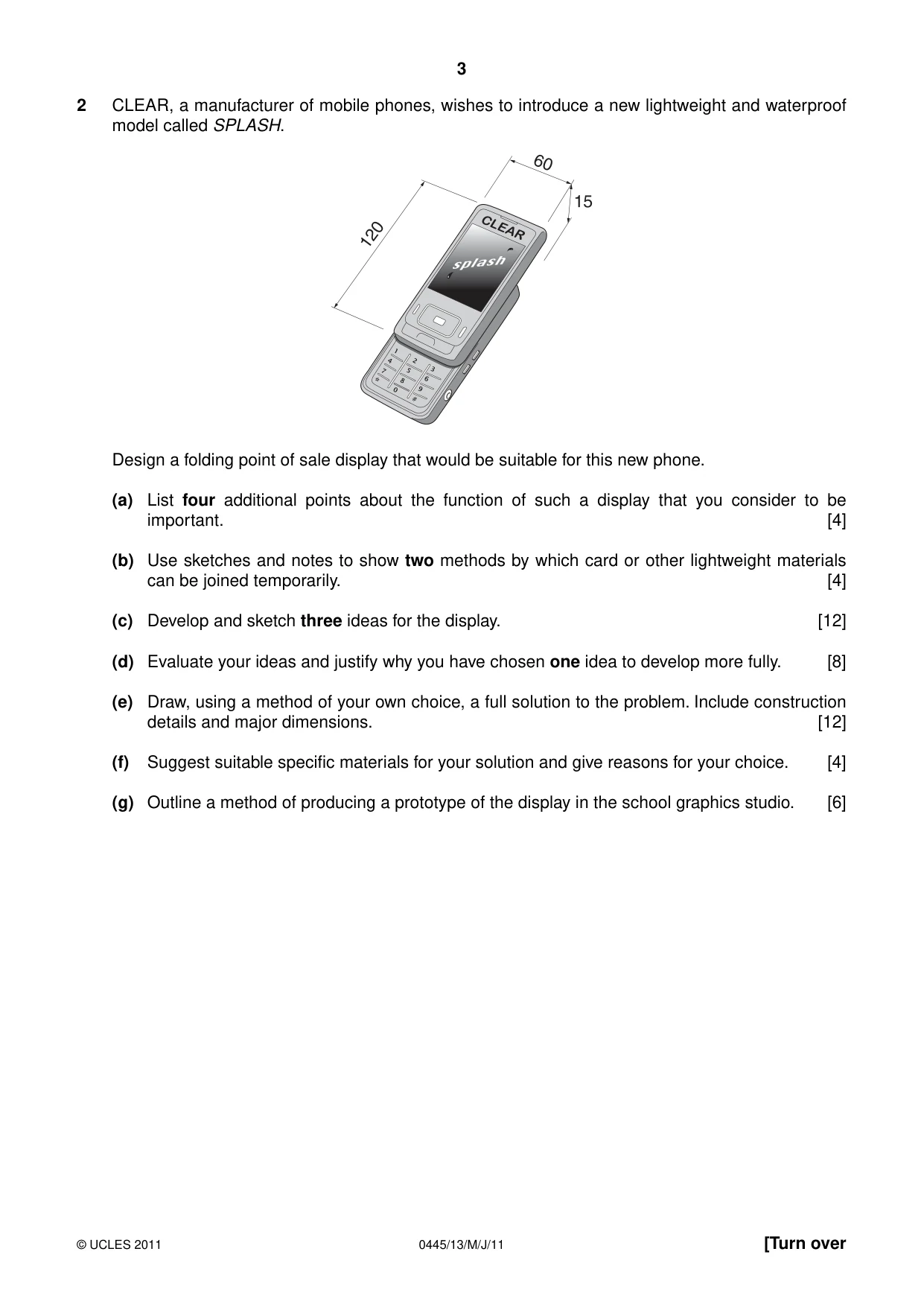 Cambridge IGCSE Design and Technology 0445 2011 May/June Paper 1 · Variant 3 question paper, page 3 of 4