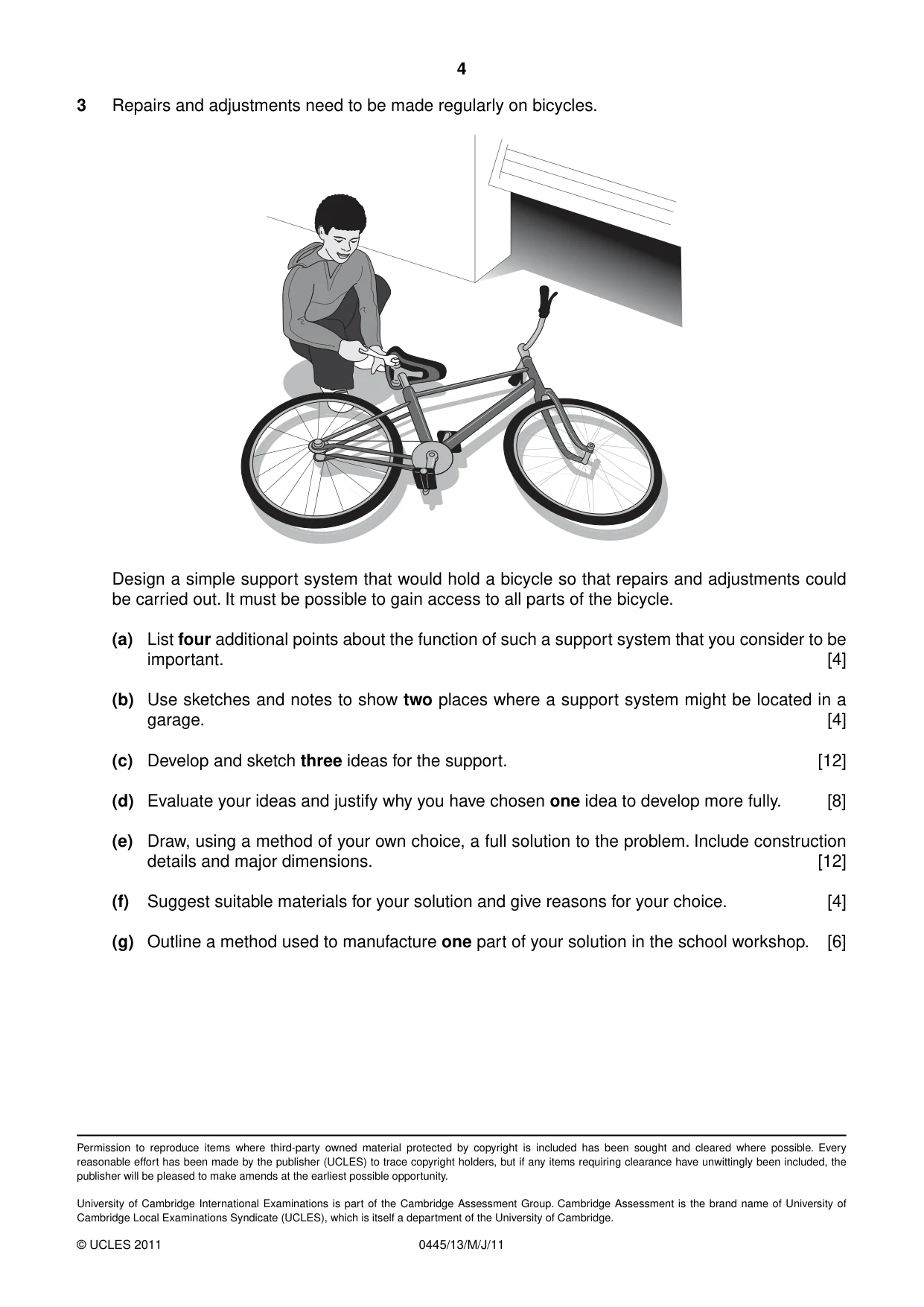 Cambridge IGCSE Design and Technology 0445 2011 May/June Paper 1 · Variant 3 question paper, page 4 of 4