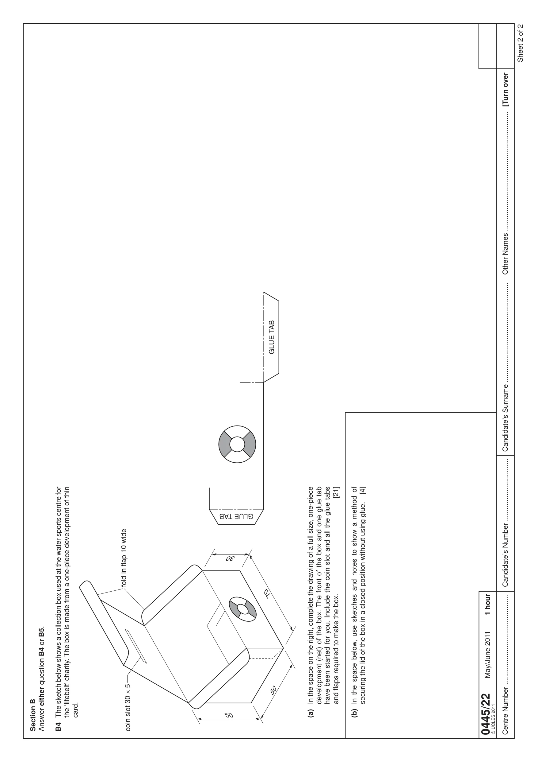 Cambridge IGCSE Design and Technology 0445 2011 May/June Paper 2 · Variant 2 question paper, page 3 of 4