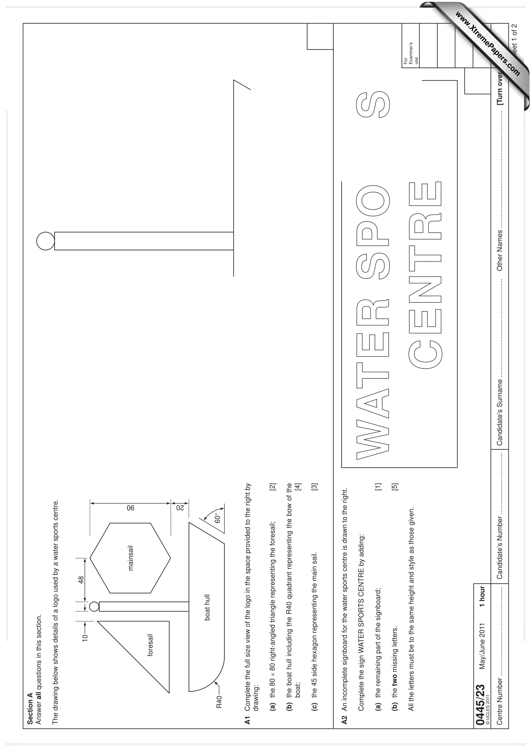 Cambridge IGCSE Design and Technology 0445 2011 May/June Paper 2 · Variant 3 question paper, page 1 of 4