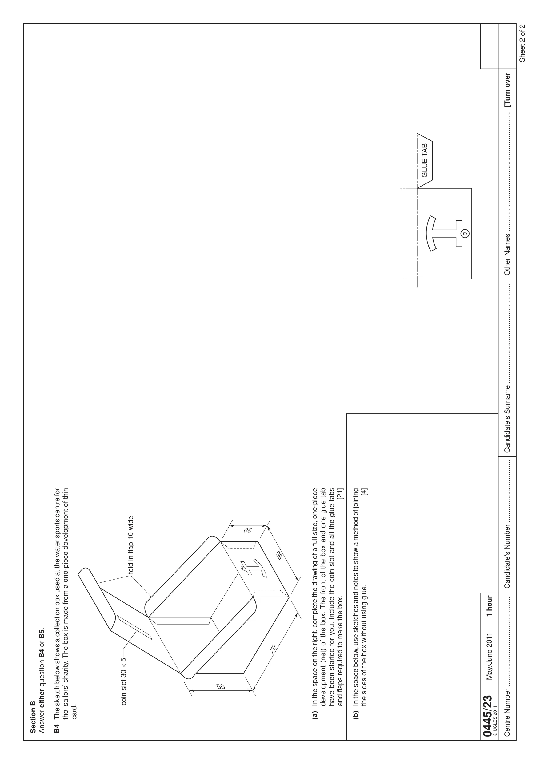 Cambridge IGCSE Design and Technology 0445 2011 May/June Paper 2 · Variant 3 question paper, page 3 of 4