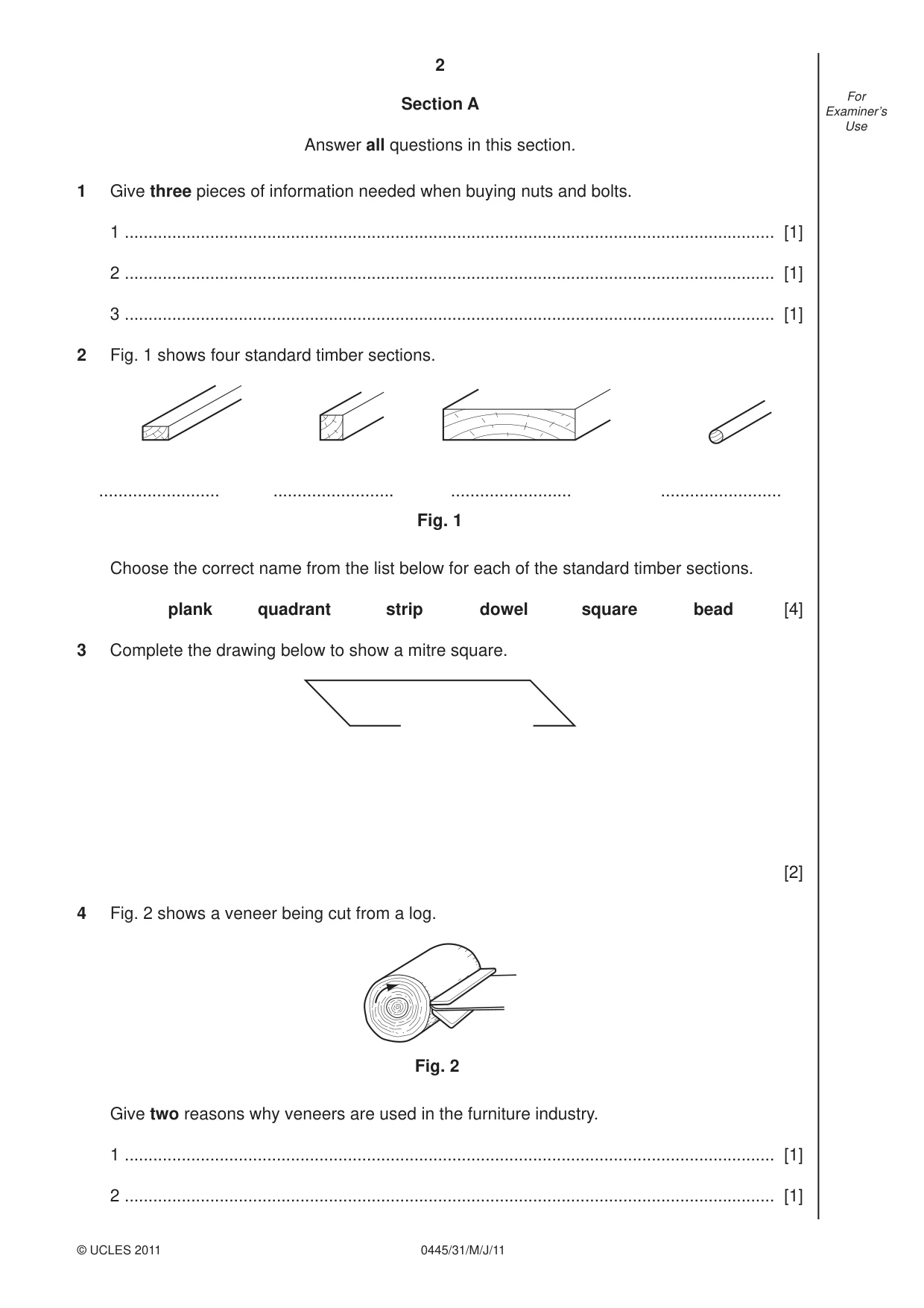 Cambridge IGCSE Design and Technology 0445 2011 May/June Paper 3 · Variant 1 question paper, page 2 of 16