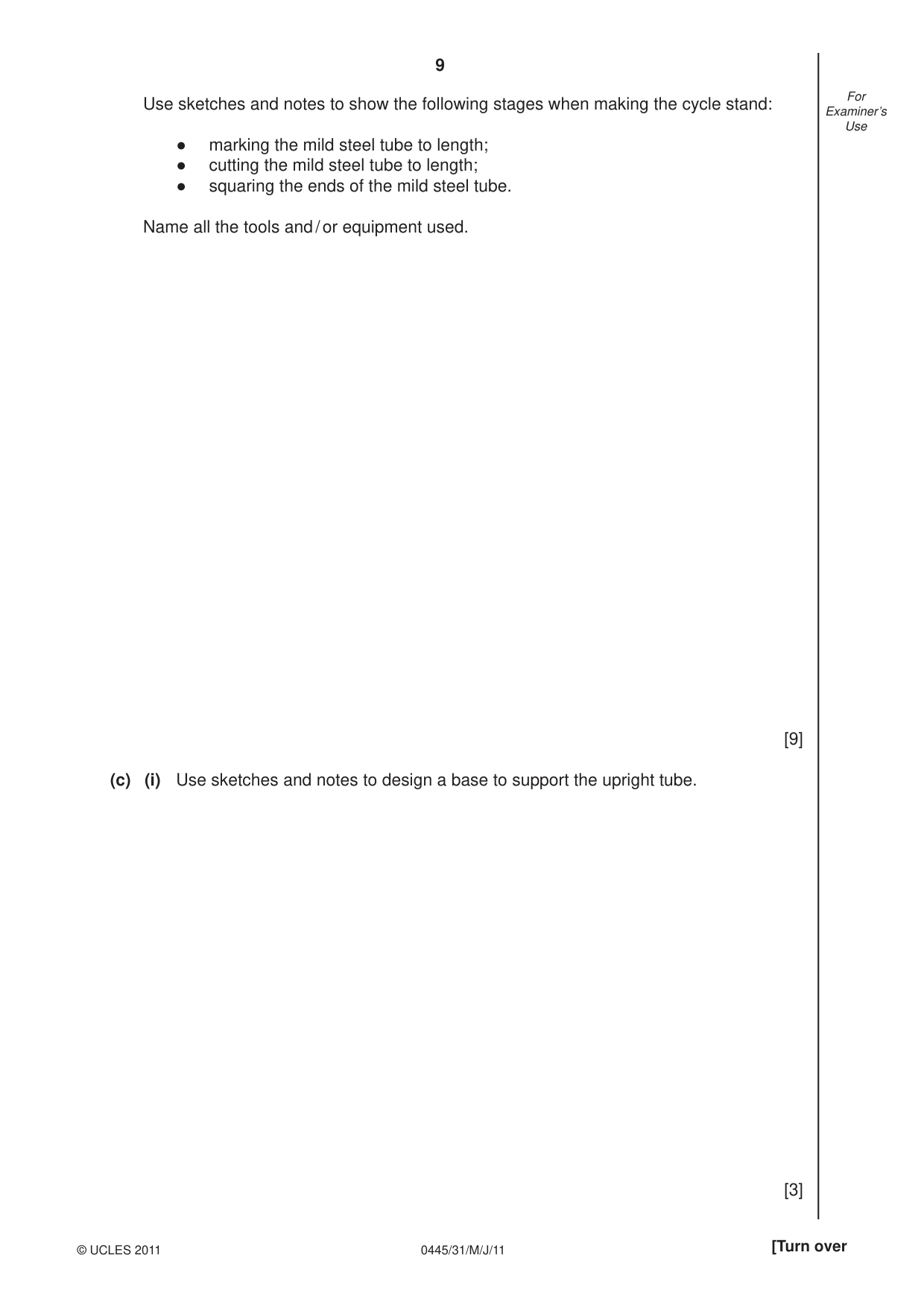 Cambridge IGCSE Design and Technology 0445 2011 May/June Paper 3 · Variant 1 question paper, page 9 of 16