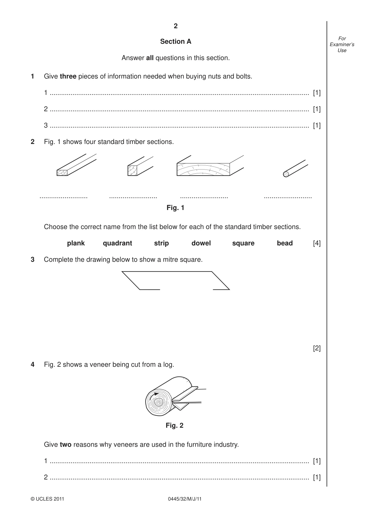 Cambridge IGCSE Design and Technology 0445 2011 May/June Paper 3 · Variant 2 question paper, page 2 of 16