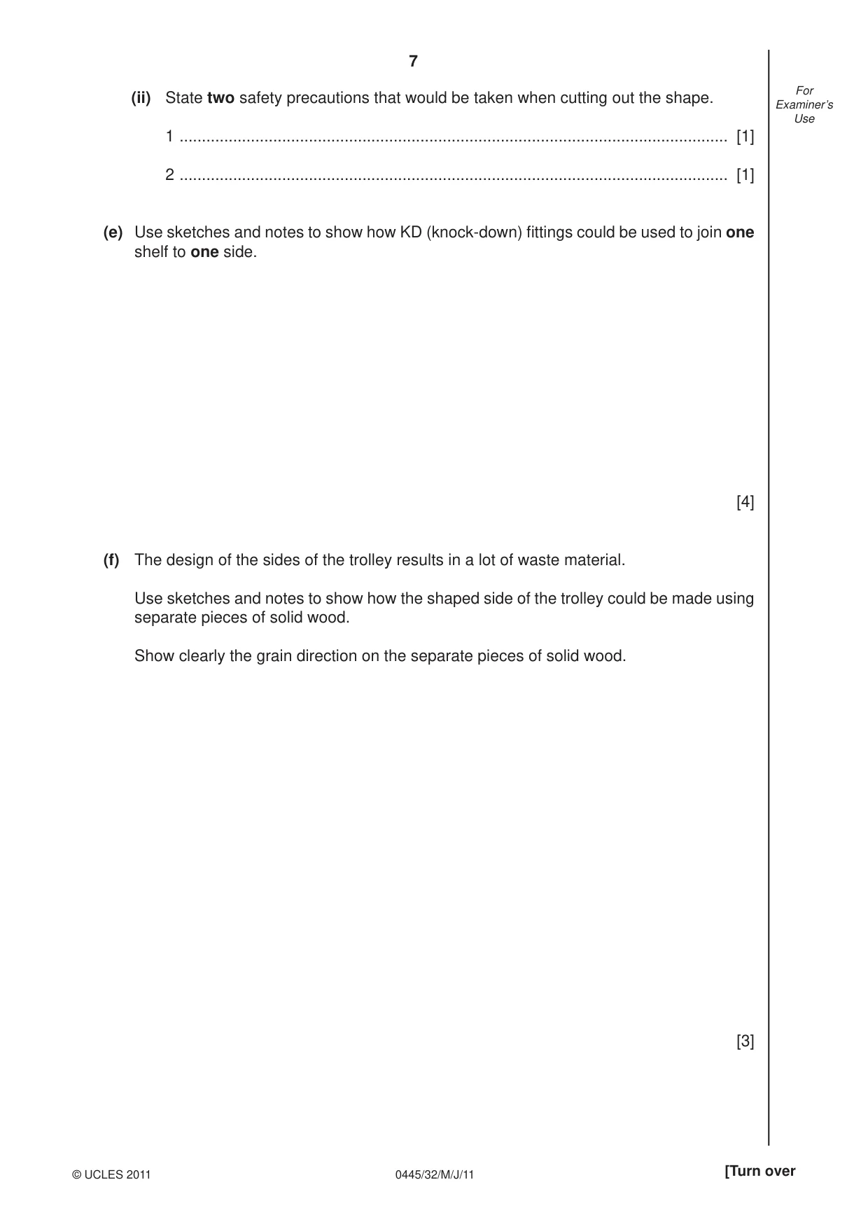 Cambridge IGCSE Design and Technology 0445 2011 May/June Paper 3 · Variant 2 question paper, page 7 of 16
