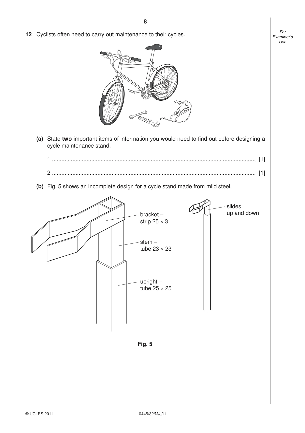 Cambridge IGCSE Design and Technology 0445 2011 May/June Paper 3 · Variant 2 question paper, page 8 of 16