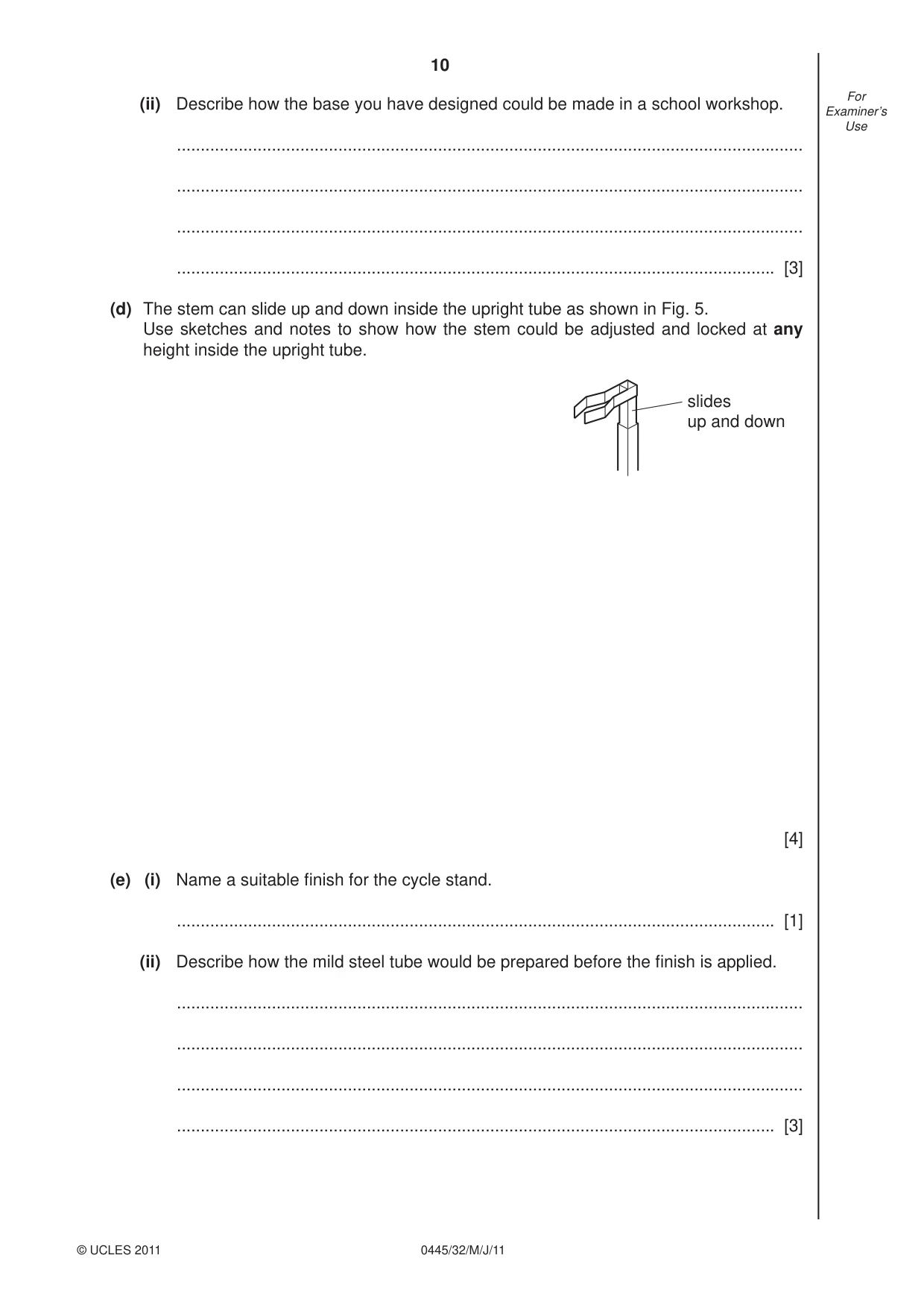 Cambridge IGCSE Design and Technology 0445 2011 May/June Paper 3 · Variant 2 question paper, page 10 of 16