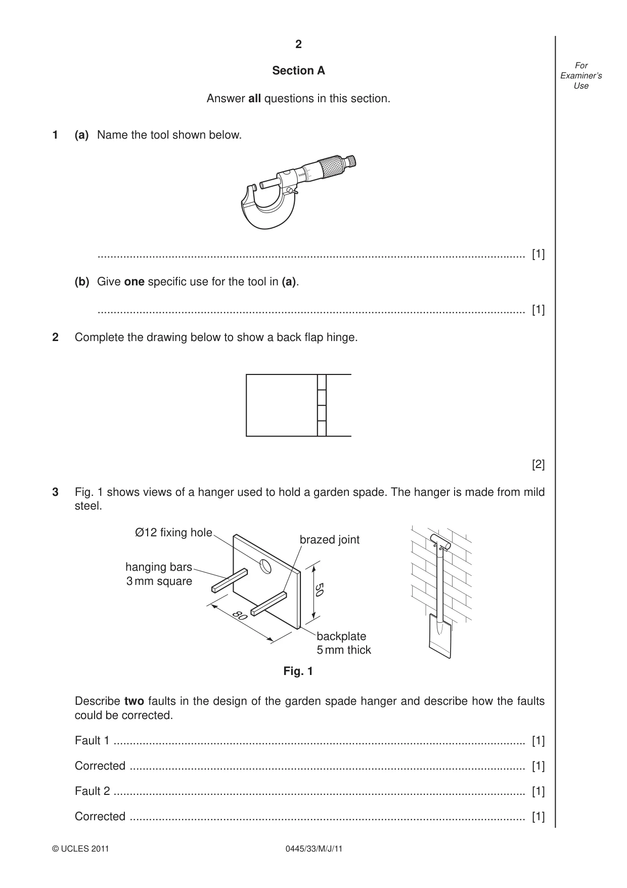Cambridge IGCSE Design and Technology 0445 2011 May/June Paper 3 · Variant 3 question paper, page 2 of 16