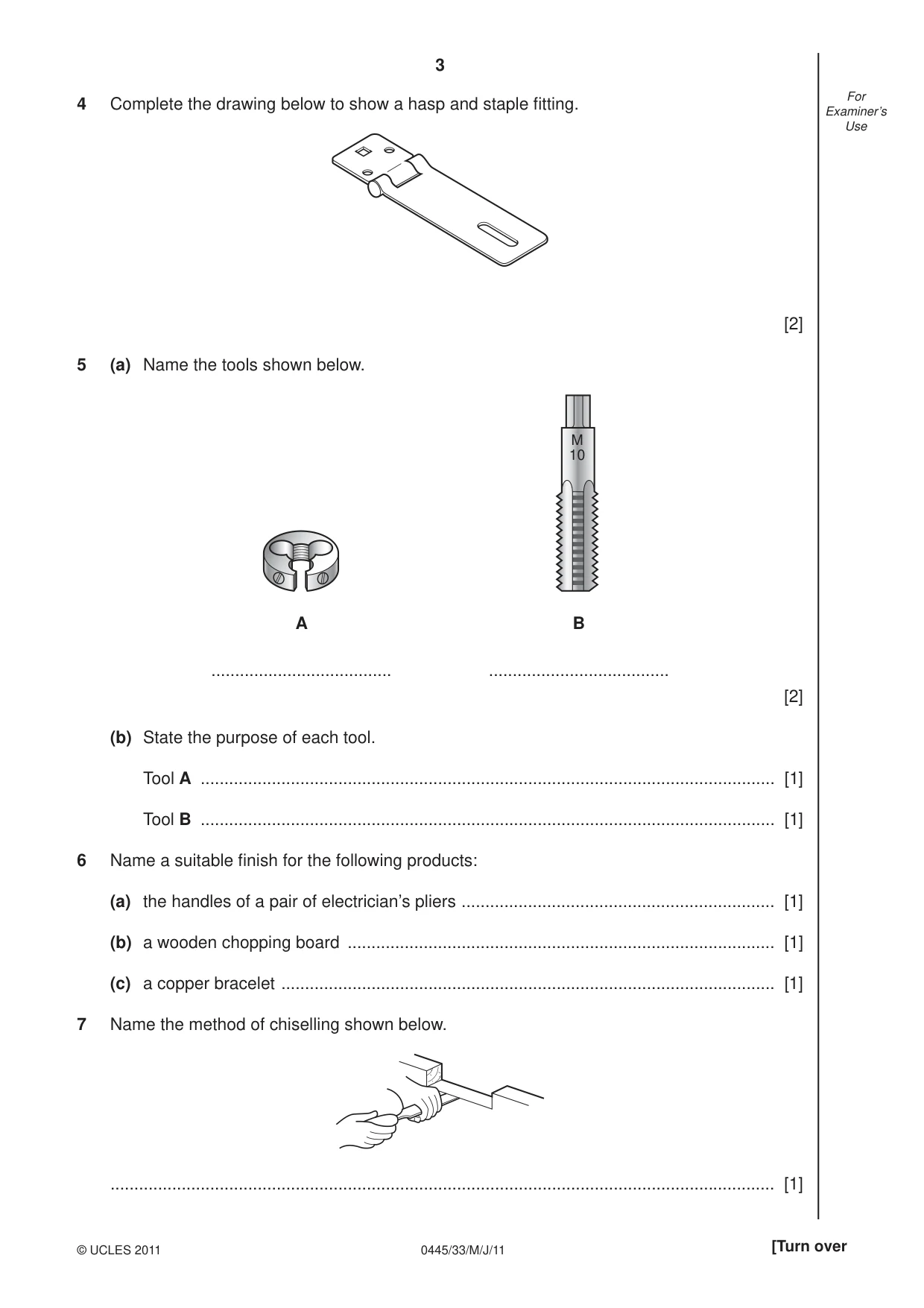 Cambridge IGCSE Design and Technology 0445 2011 May/June Paper 3 · Variant 3 question paper, page 3 of 16