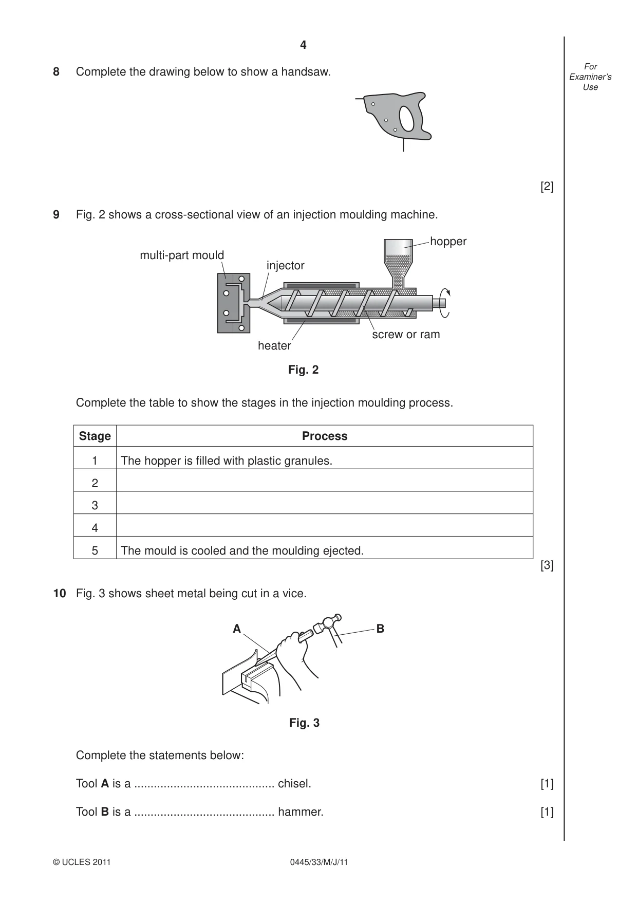 Cambridge IGCSE Design and Technology 0445 2011 May/June Paper 3 · Variant 3 question paper, page 4 of 16