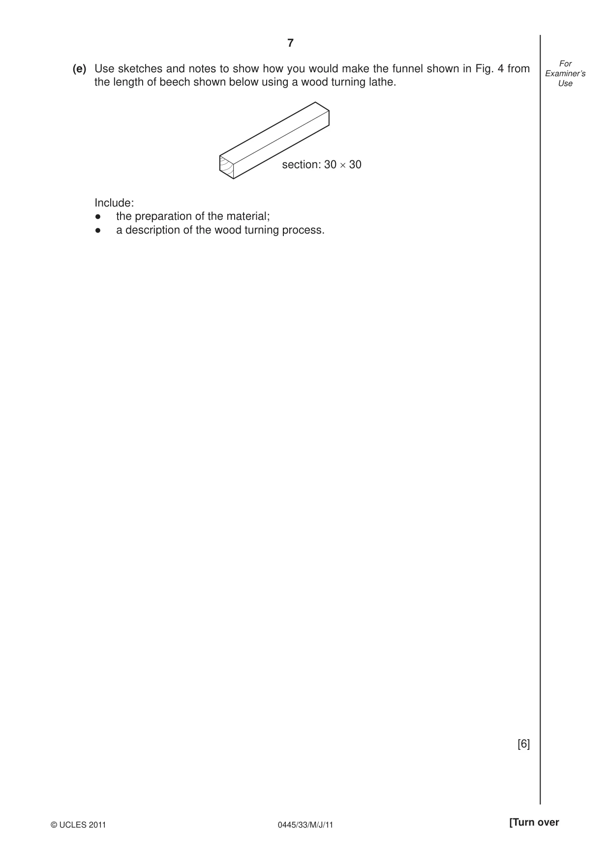 Cambridge IGCSE Design and Technology 0445 2011 May/June Paper 3 · Variant 3 question paper, page 7 of 16