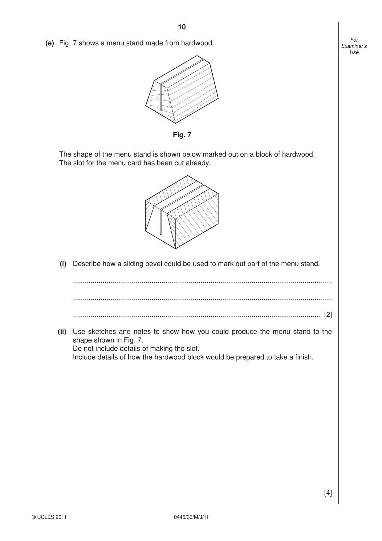 Cambridge IGCSE Design and Technology 0445 2011 May/June Paper 3 · Variant 3 question paper, page 10 of 16