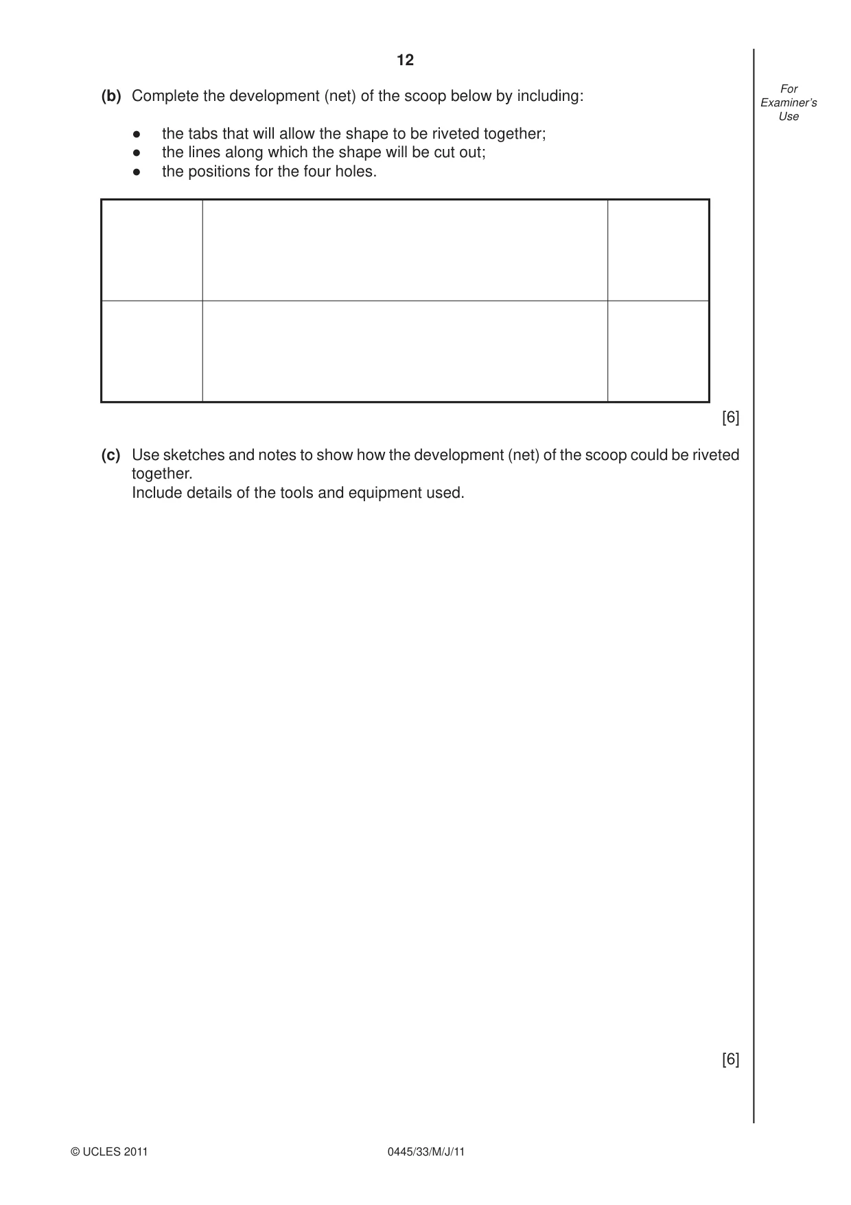 Cambridge IGCSE Design and Technology 0445 2011 May/June Paper 3 · Variant 3 question paper, page 12 of 16