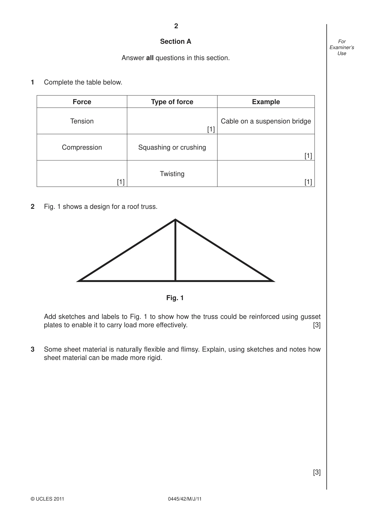 Cambridge IGCSE Design and Technology 0445 2011 May/June Paper 4 · Variant 2 question paper, page 2 of 16