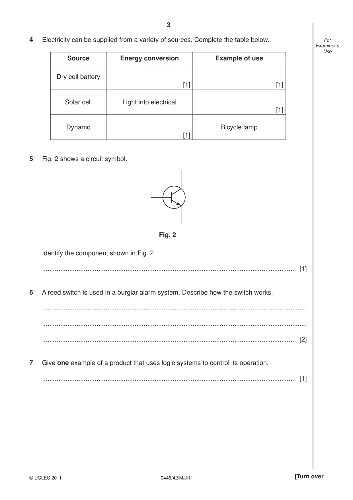 Cambridge IGCSE Design and Technology 0445 2011 May/June Paper 4 · Variant 2 question paper, page 3 of 16