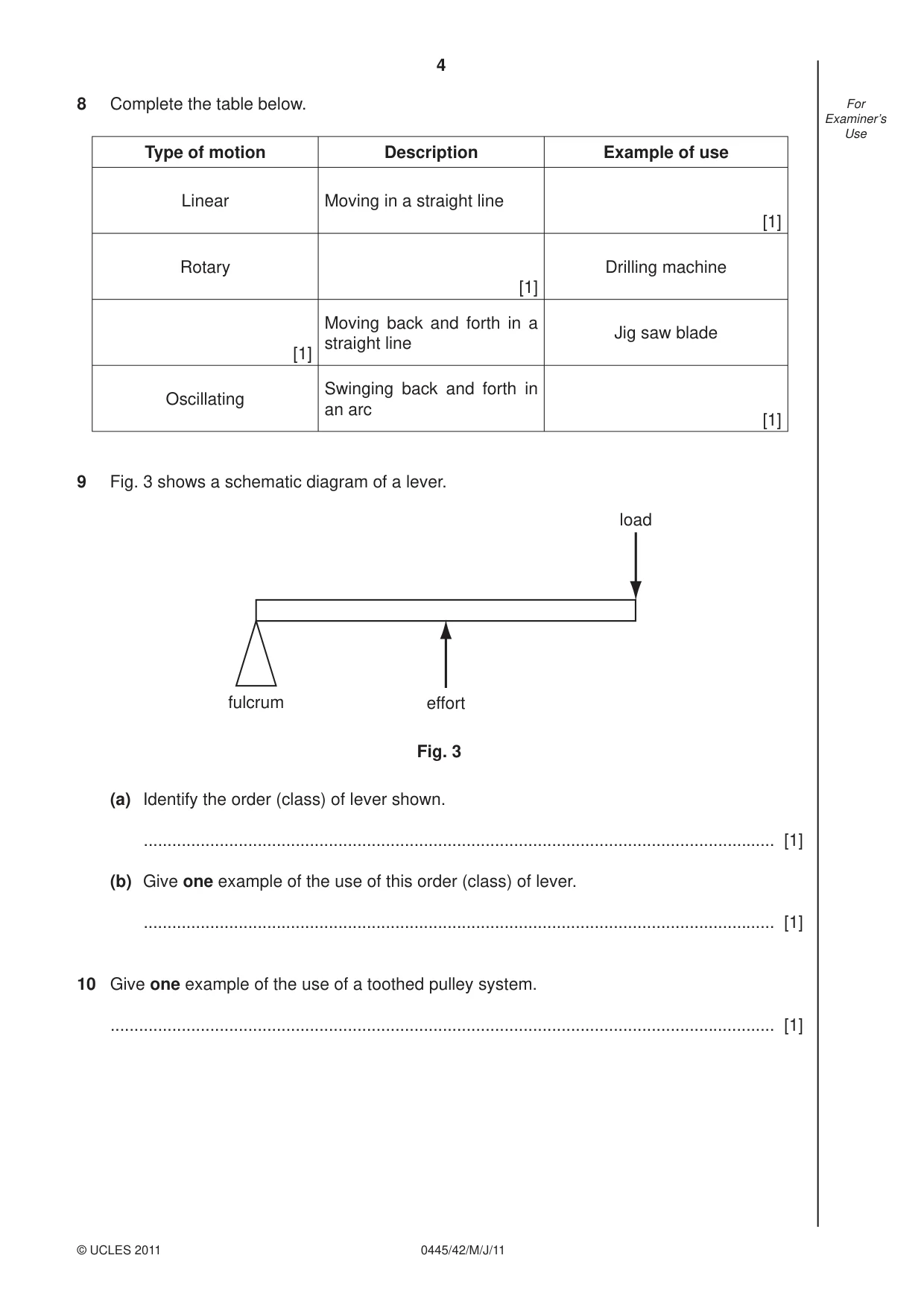 Cambridge IGCSE Design and Technology 0445 2011 May/June Paper 4 · Variant 2 question paper, page 4 of 16